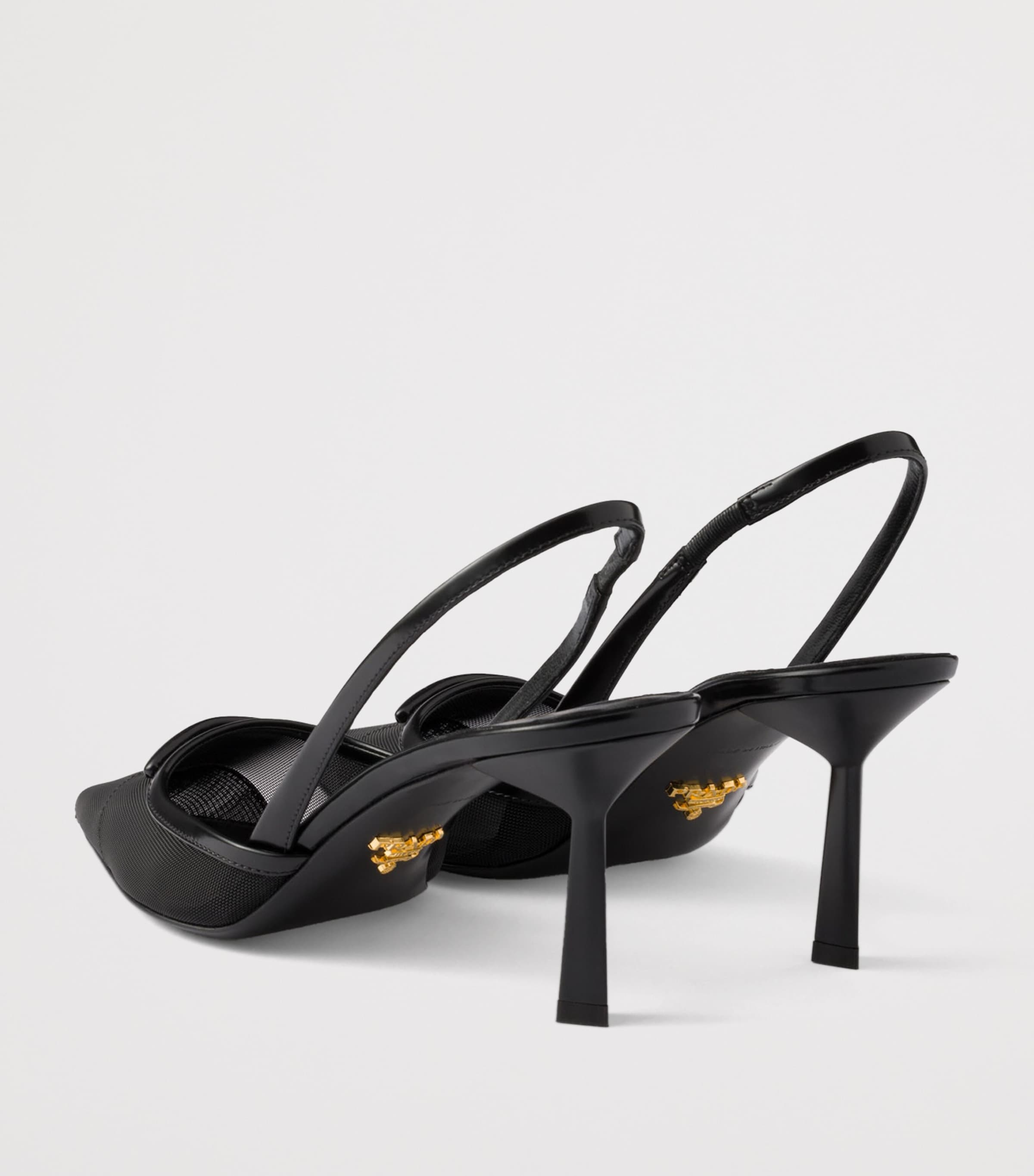 Prada Mesh Triangle Slingback Pumps 75 Black Image 4