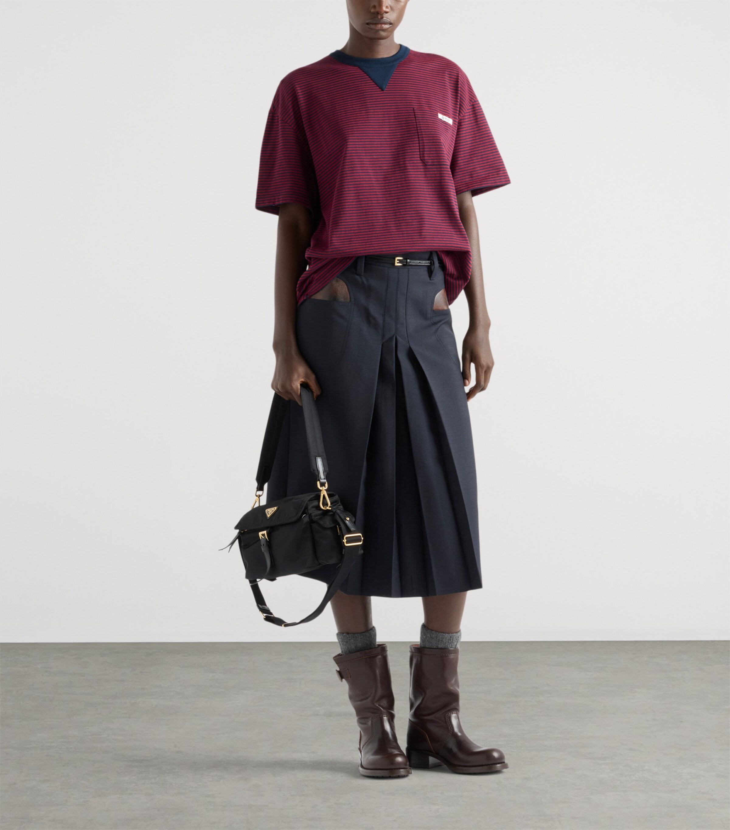 Cotton Stripe Oversized T-Shirt F0X57 Image 2