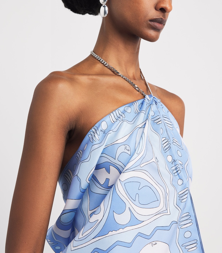 PUCCI Womens Silk Chain Angoli Halter Top Pale Image 3