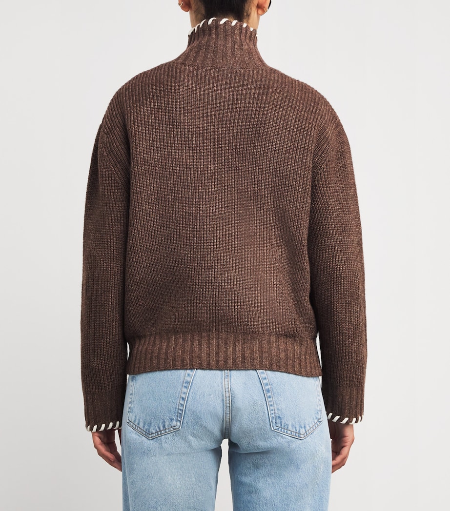Wool-Yak High-Neck Sweater BROWN Image 4