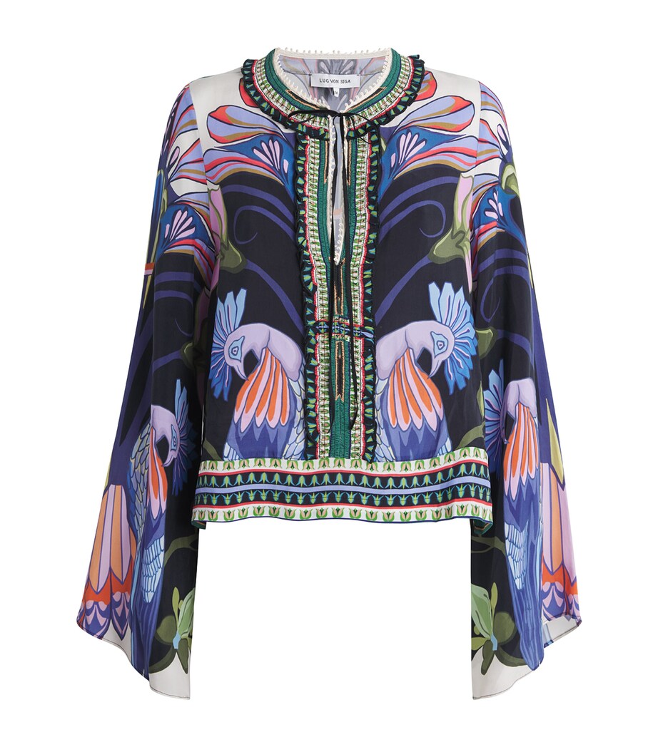 LUG VON SIGA Womens Printed Tess Blouse Black Multicolor Image 1