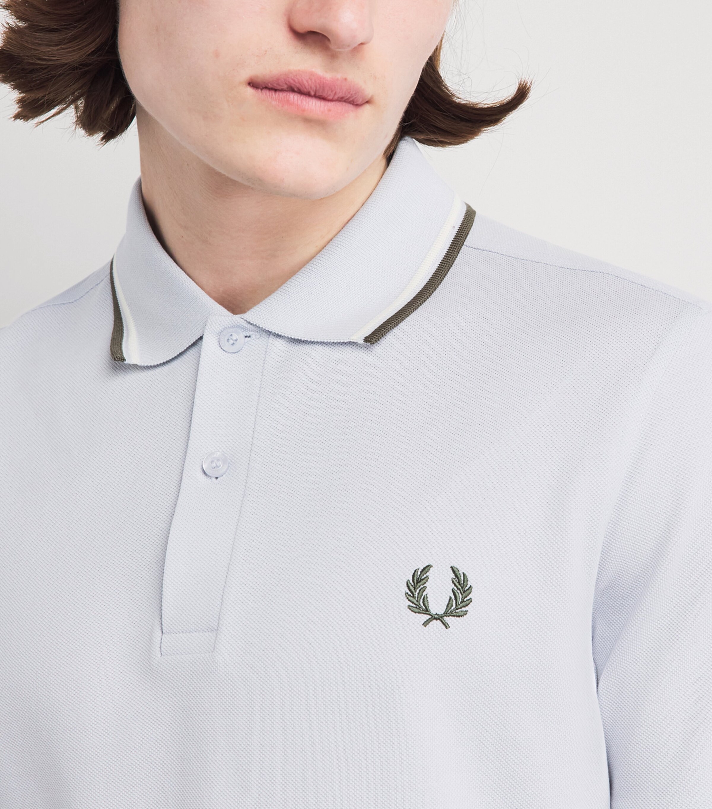 Fred Perry Mens Cotton Twin Tipped Polo Shirt Dusky Blue/ecru Image 3
