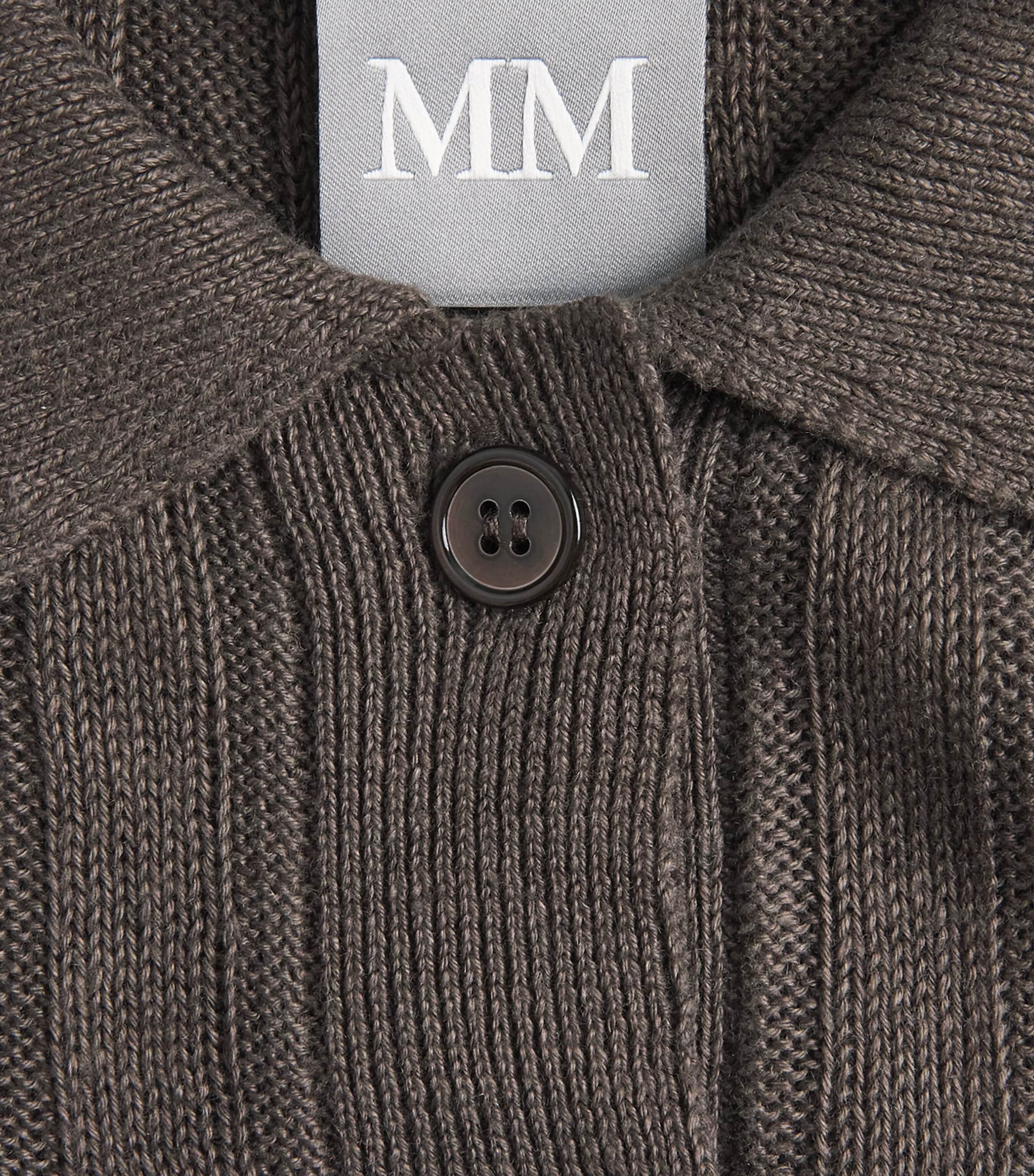 MM Womens Linen Ribbed Polo Sweater Dark Bown Image 6