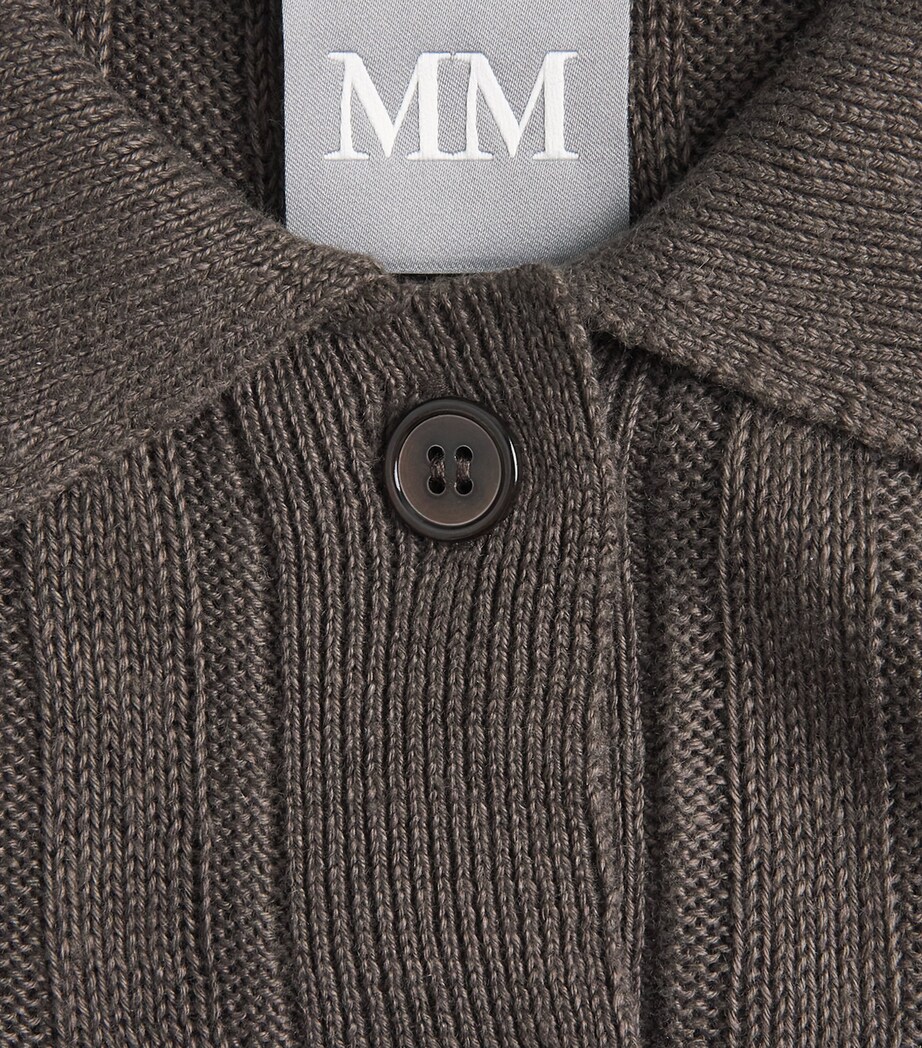 MM Womens Linen Ribbed Polo Sweater Dark Bown Image 6