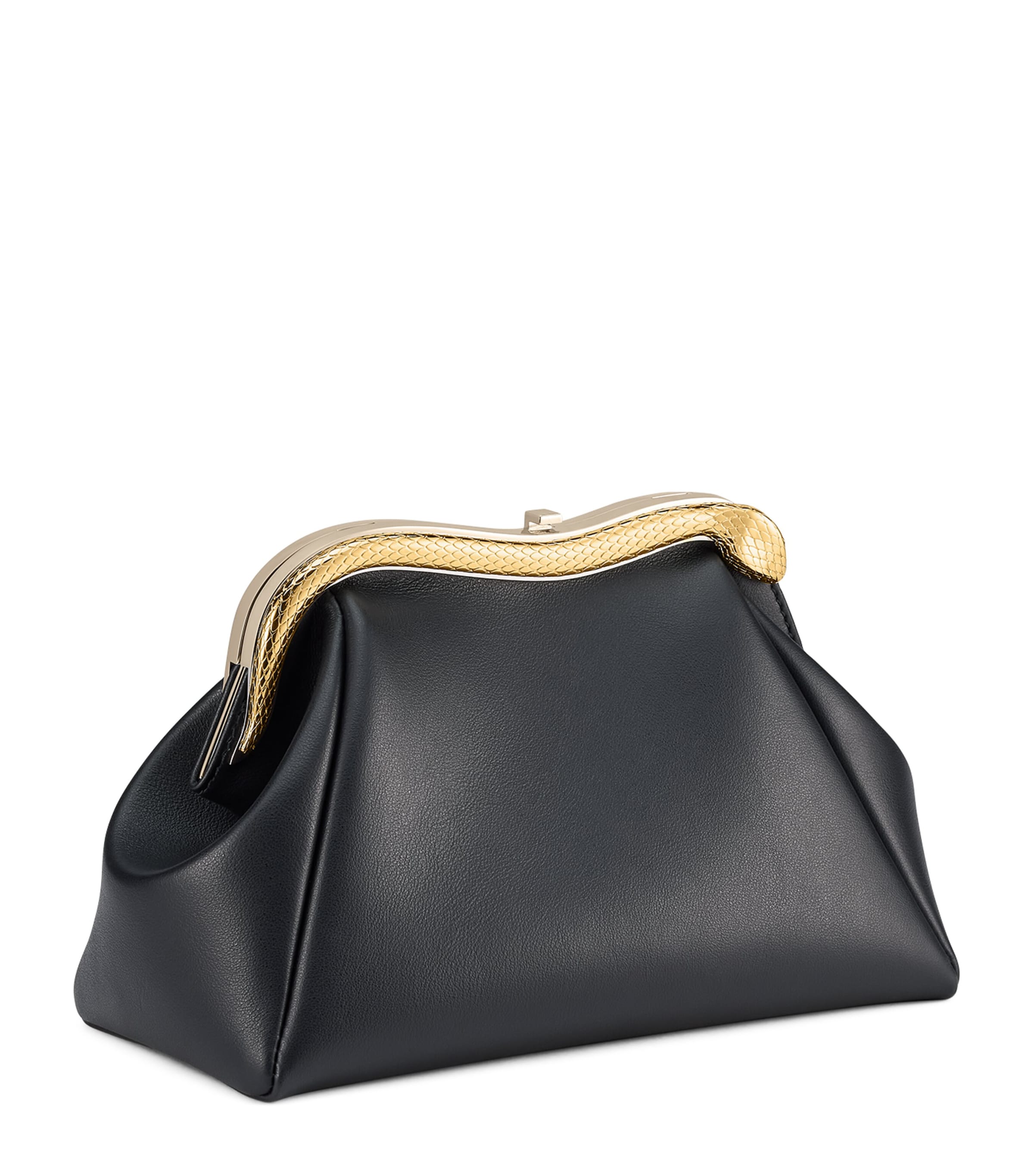 Small Leather Serpentine Clutch Bag