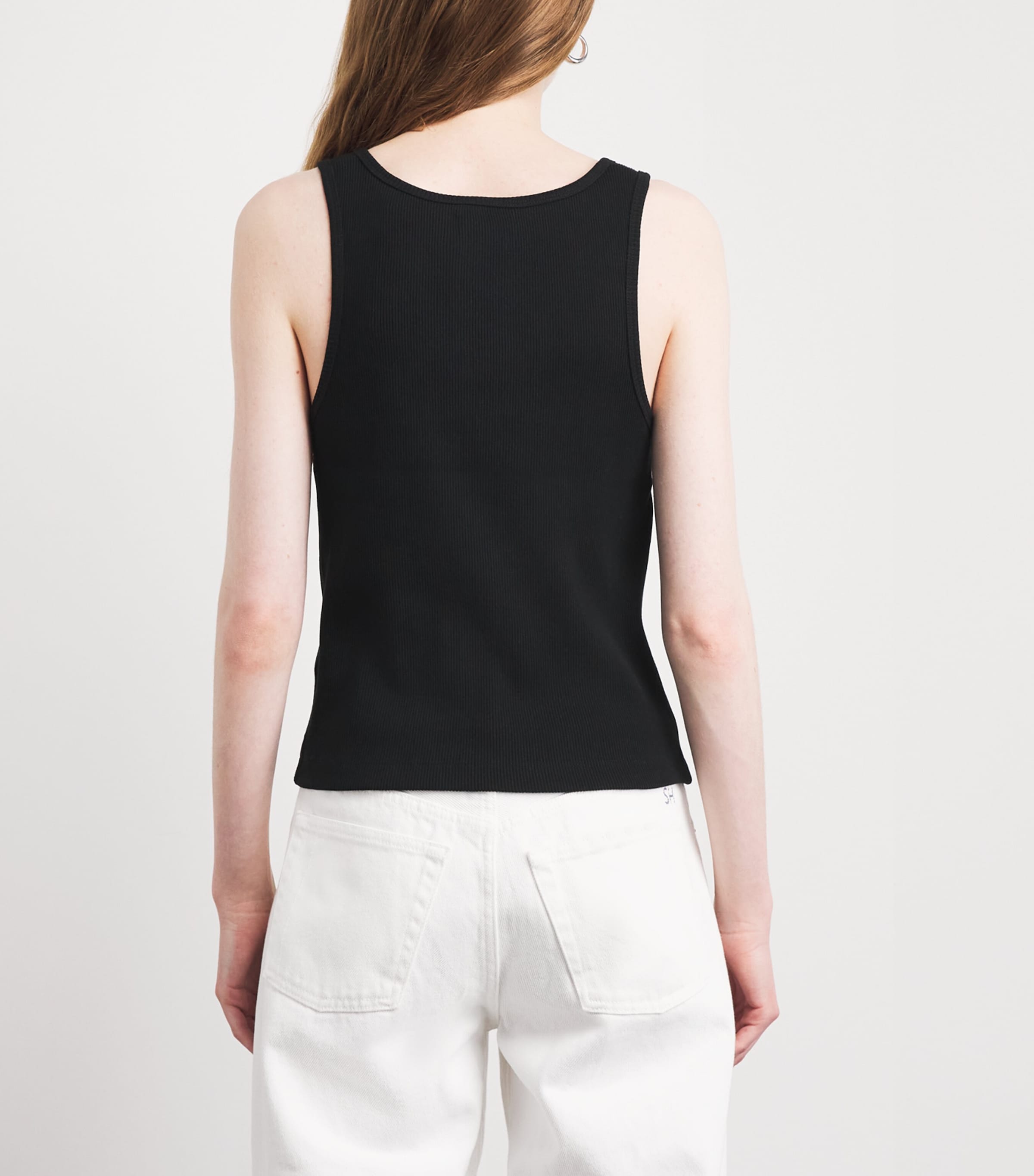 STILL HERE Womens Stretch-Cotton Snap Tank Top Black Image 5
