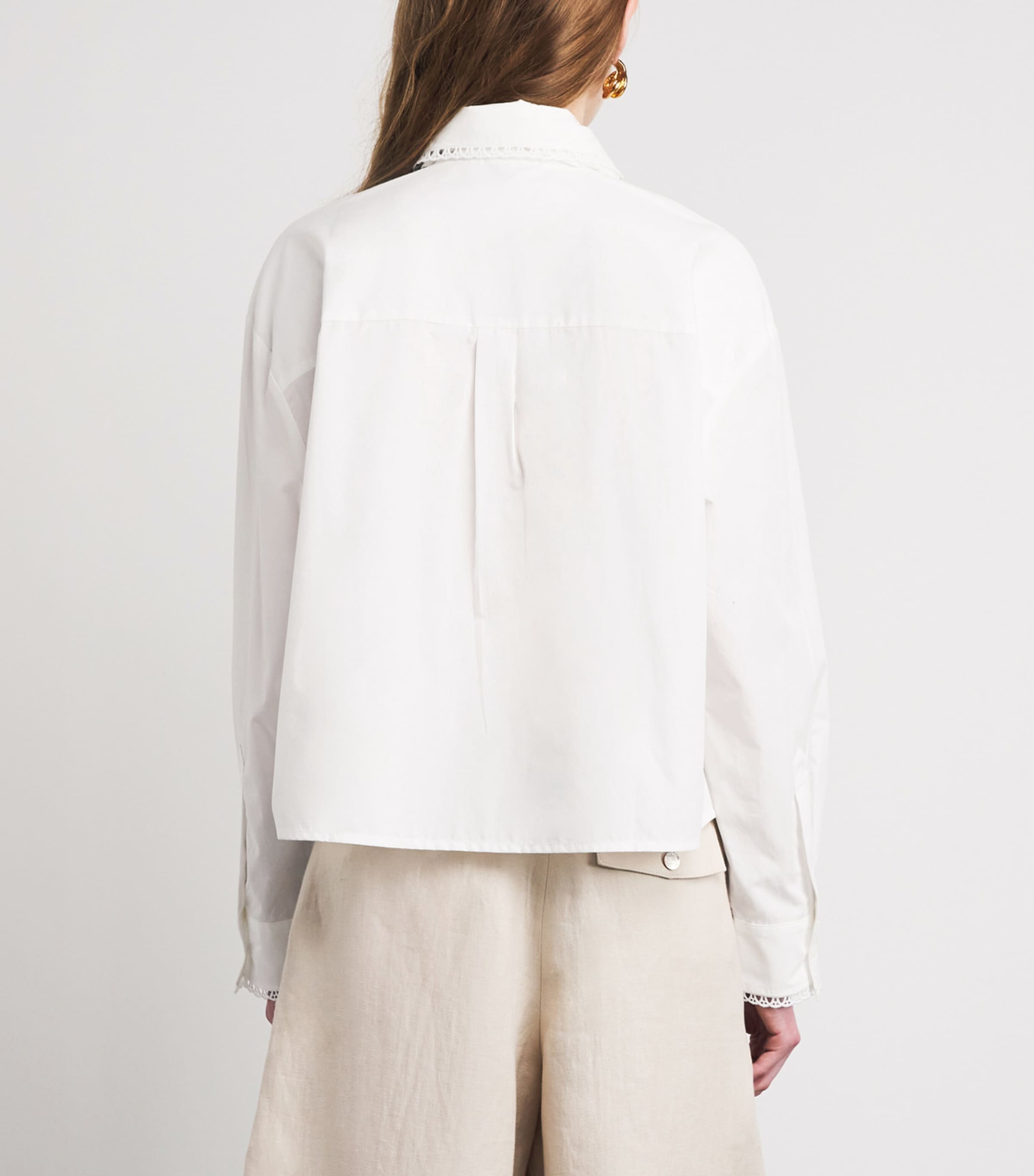 Maje Womens Crochet-Collar Shirt White Image 5