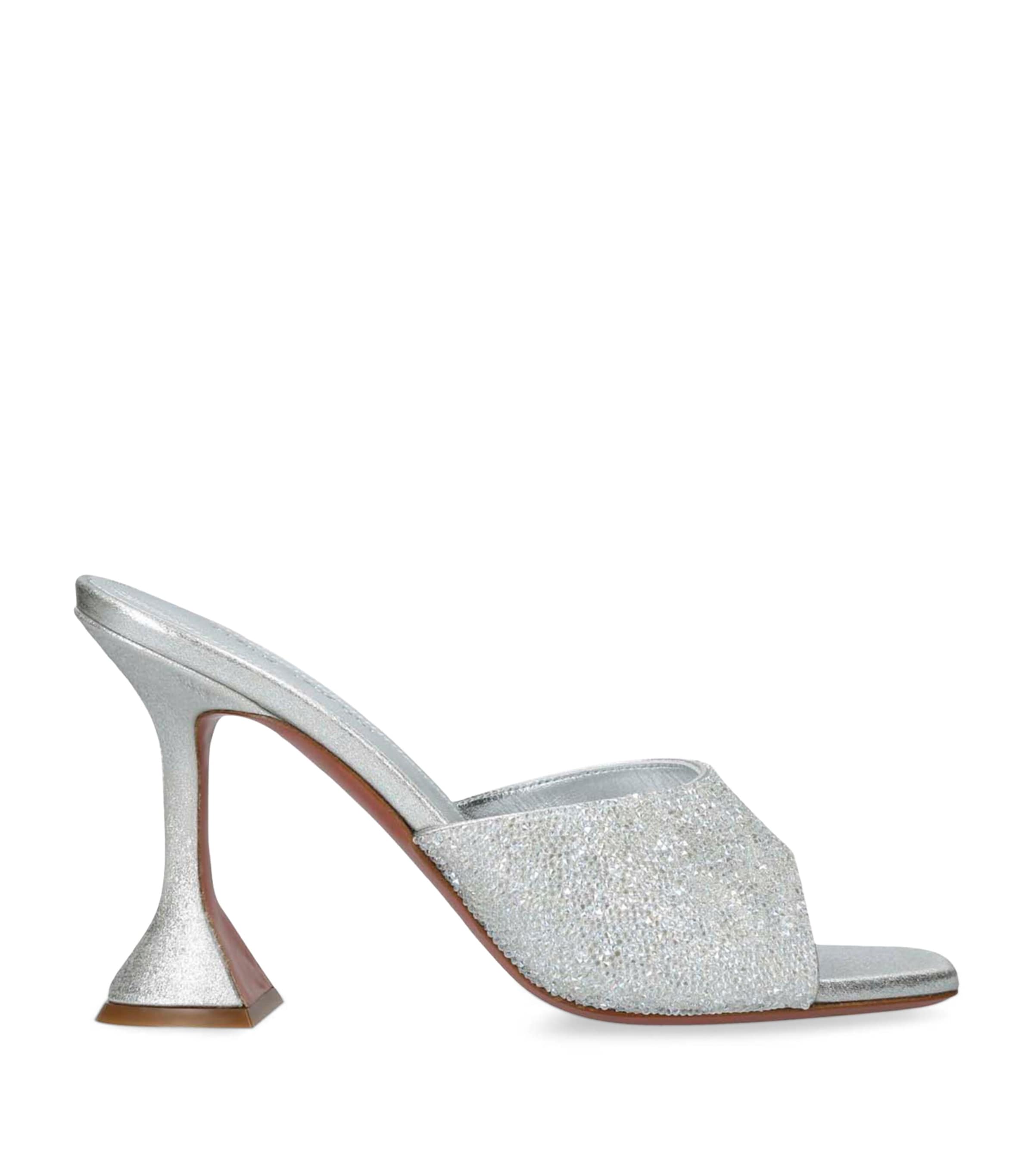サンダル・ミュール AMINA MUADDI Amina Muaddi Lupita Crystal Dust 95 Sandals Lupita 95 crystal-embellished satin mules in green - Amina