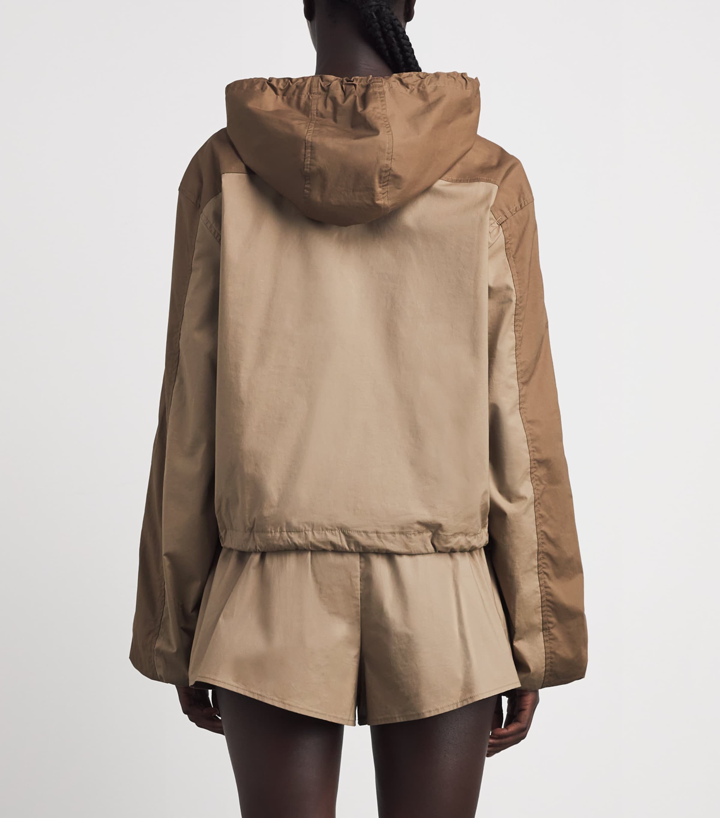 Skims Womens Woven Cotton Half-Zip Hoodie Desert Image 5