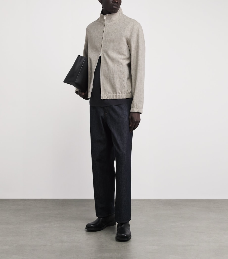 Yves Salomon Mens Linen Zip-Up Jacket Lin Image 2