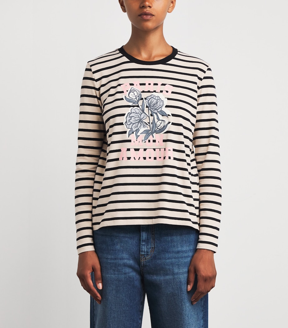 Stretch Cotton Paris Graphic Top BEIGE Image 3