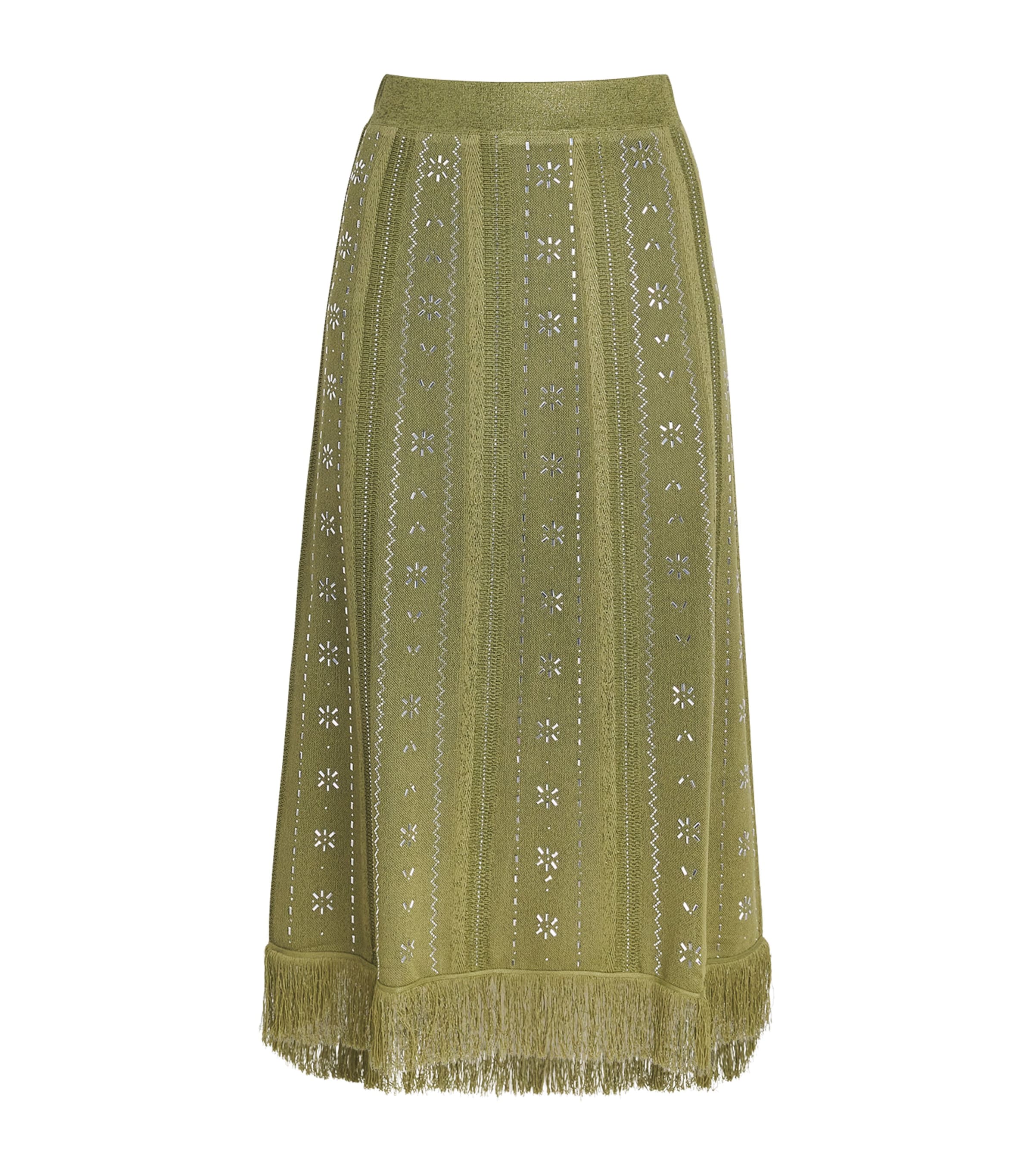 Maje Womens Embellished Midi Skirt Khaki Image 1