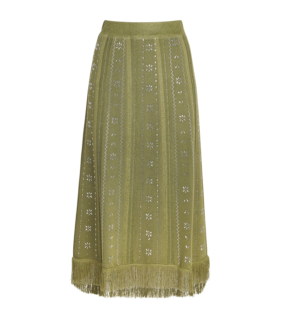 Maje Womens Embellished Midi Skirt Khaki Image 1