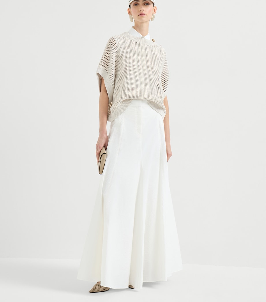 Brunello Cucinelli Womens Cotton-Blend Net Top Image 2