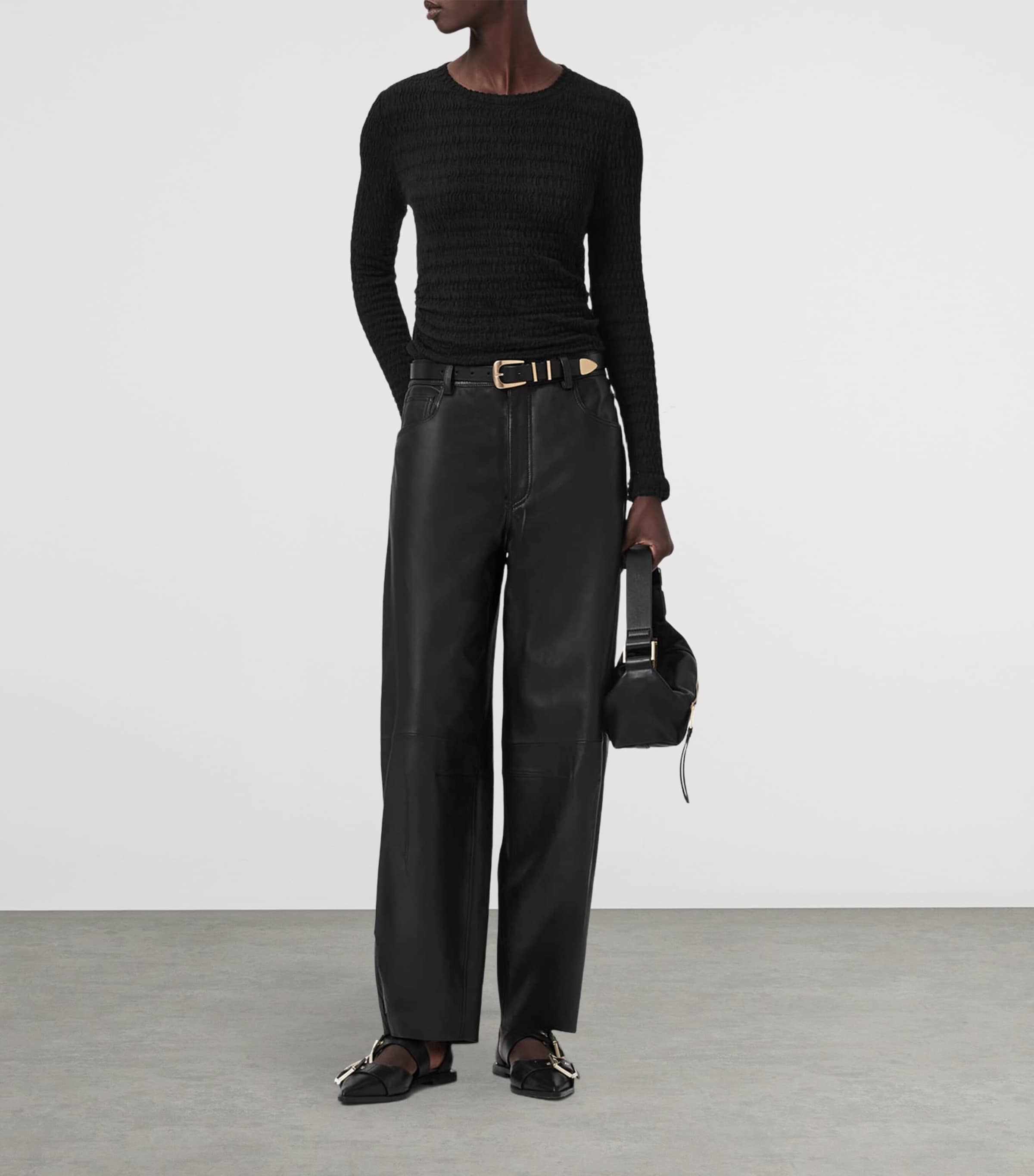 Cotton-Blend West Long-Sleeve Top BLACK Image 3