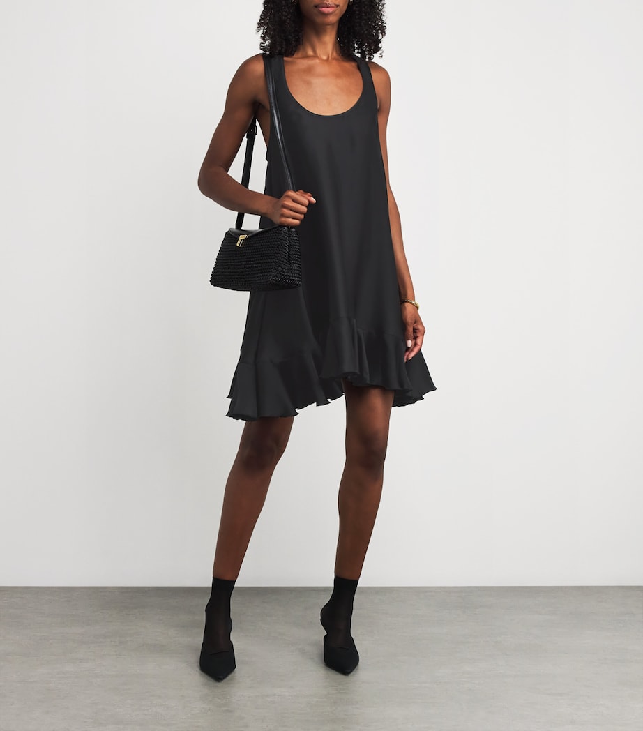 Silk-Blend Lilith Mini Dress BLACK Image 2