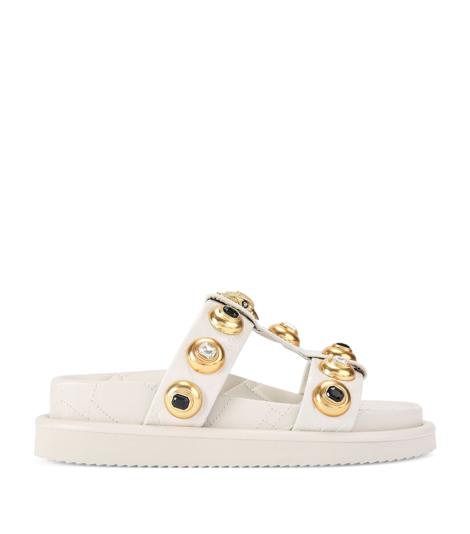 Kurt Geiger London Leather Croc-Embossed Orson Sandals Bone Image 1