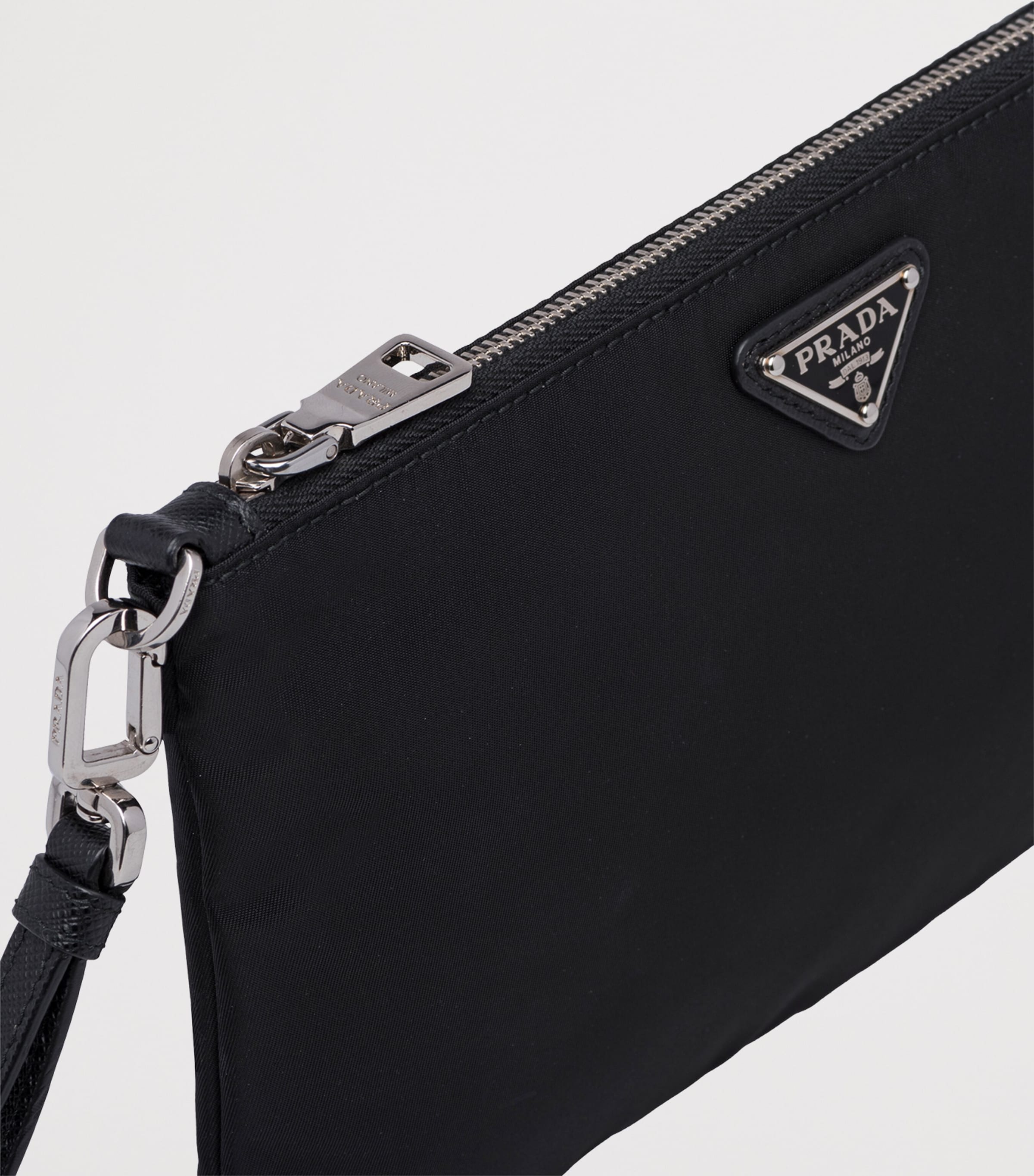 Re-Nylon and Saffiano Leather Wristlet Pouch F0002 Image 2