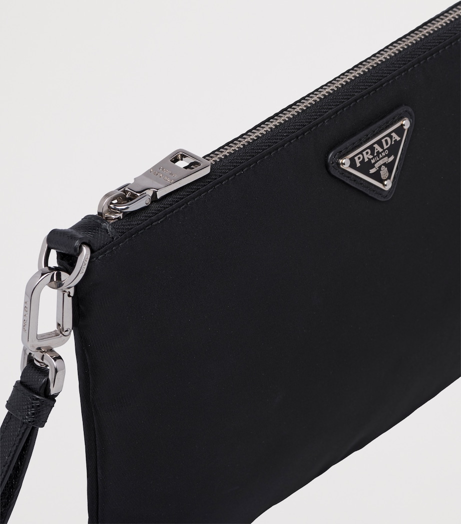 Re-Nylon and Saffiano Leather Wristlet Pouch F0002 Image 2