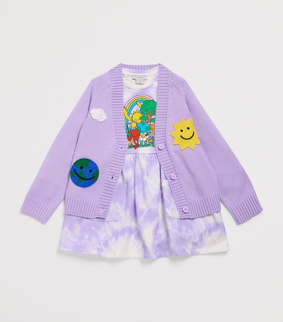 Cotton-Wool Appliqué Cardigan (3-14+ Years) 522PURPLE Image 3