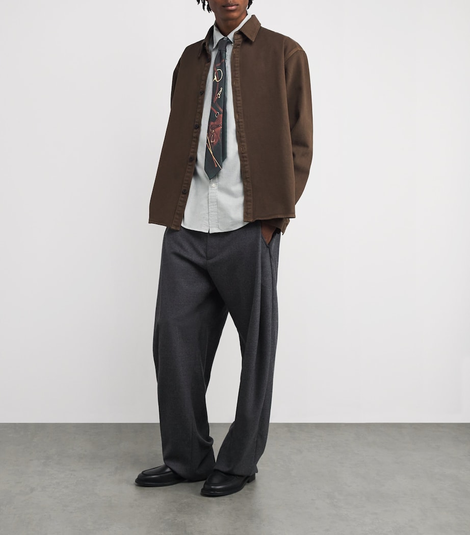 Wool Equestrian Print Tie NAVY Image 3