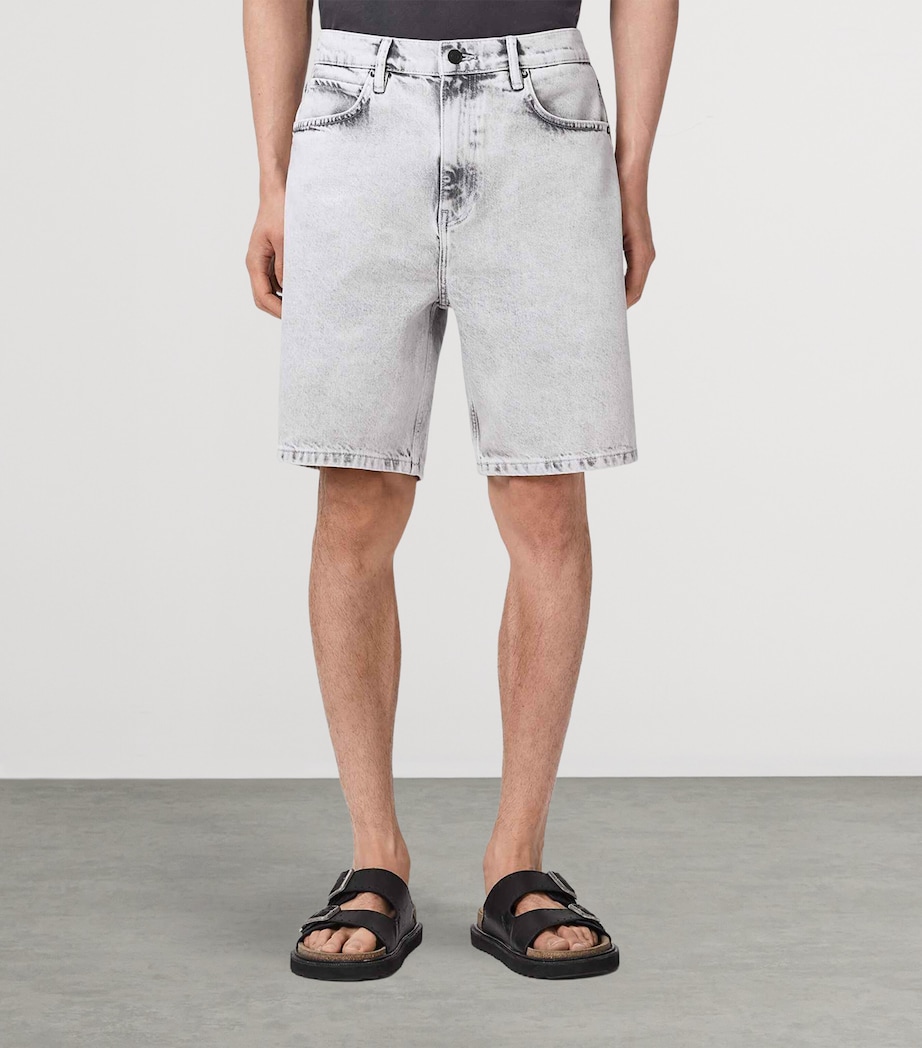 AllSaints Mens Lenny Straight Denim Shorts Bleached Grey Image 3