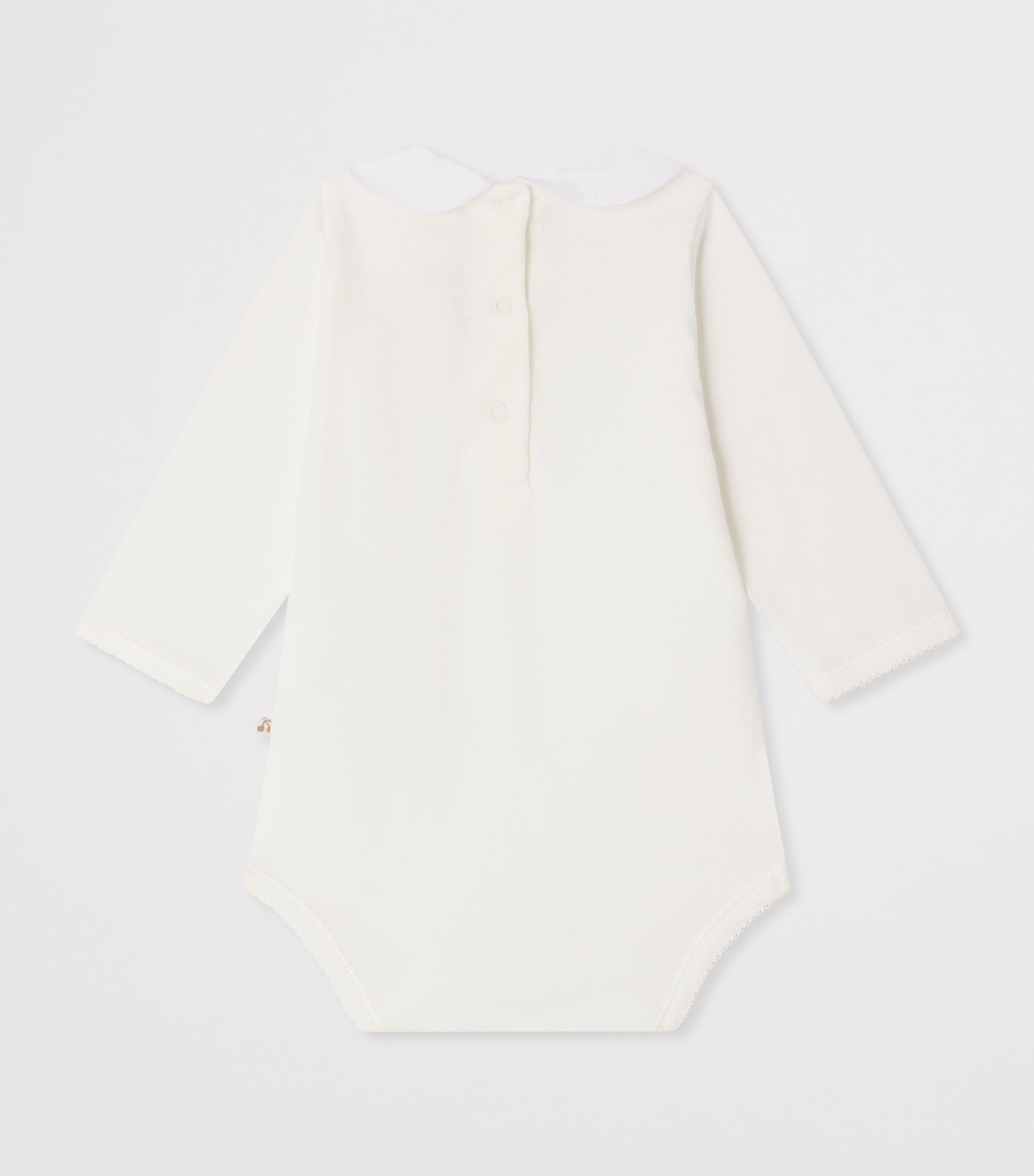 Bonpoint Organic Cotton Embroidered Cygne Bodysuit (1-18 Months) Blanc Lait Image 2
