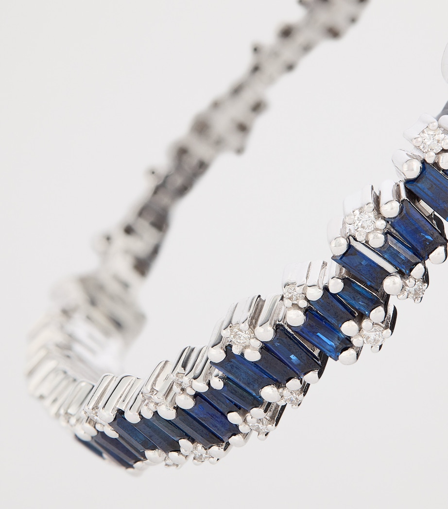Small White Gold, Sapphire and Diamond Shimmer Audrey Bangle 18K WG/DB Image 4
