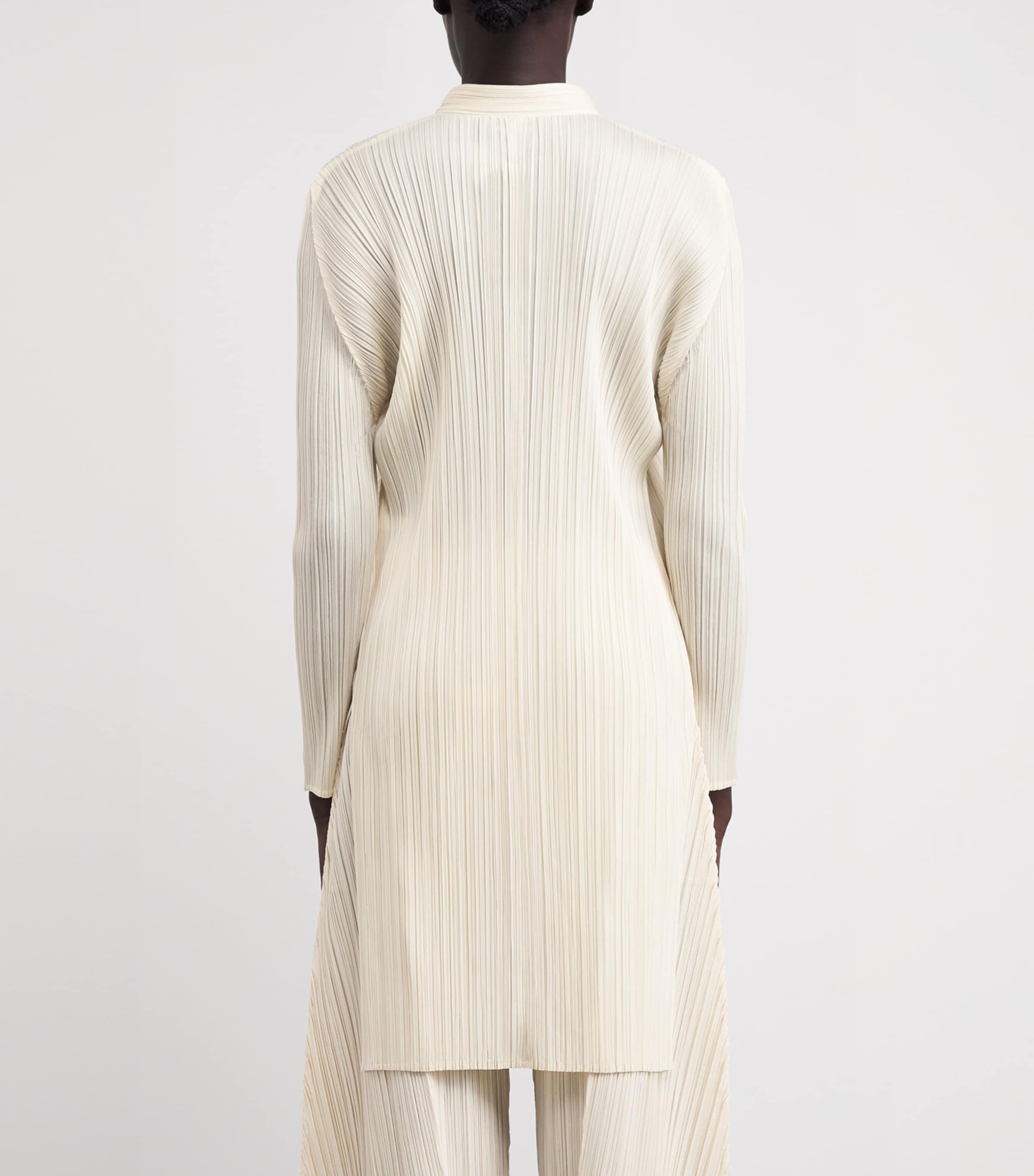 Pleats Please Issey Miyake Womens Pleated Stand Collar Shirt Off White Image 5