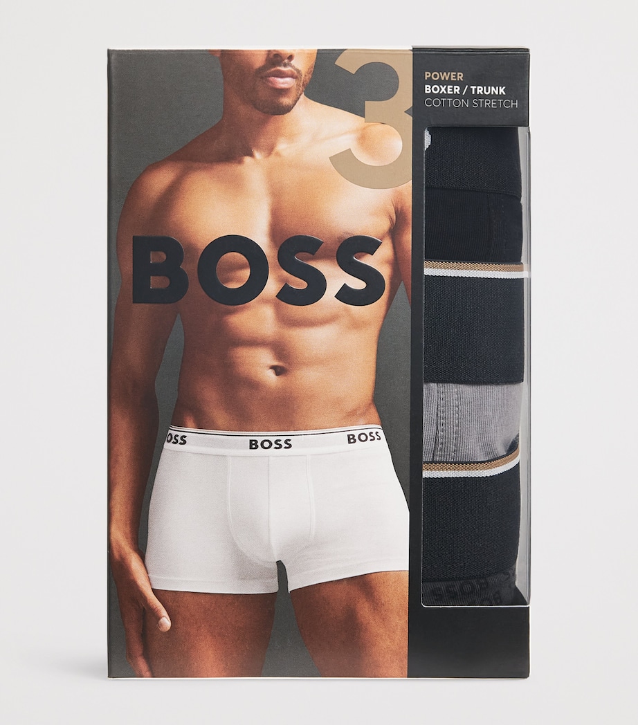 BOSS Mens Stretch-Cotton Power Trunks (Pack of 3) Dark Grey Image 4