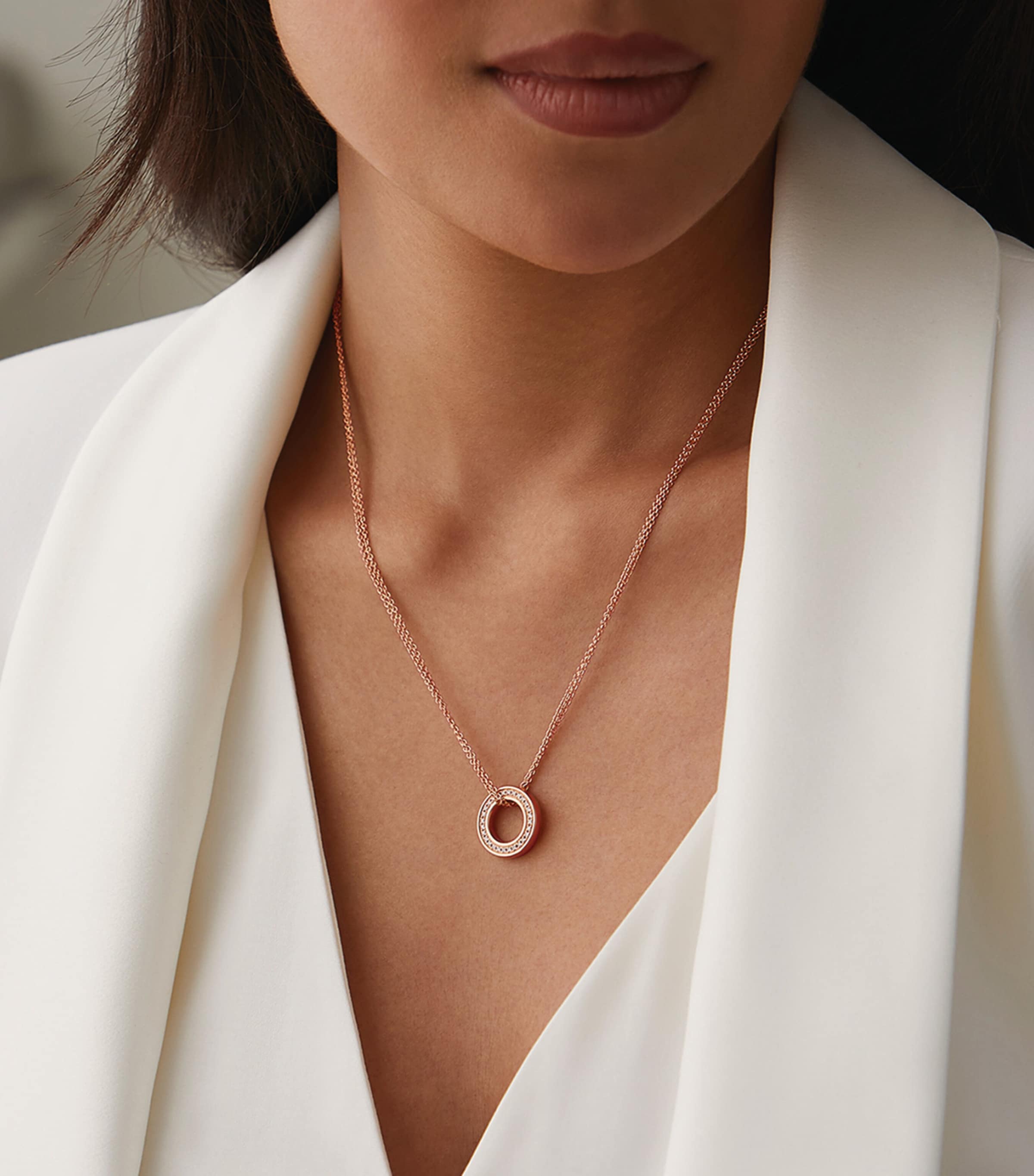 Rose Gold and Diamond Roulette Pendant Necklace ROSE GOLD Image 3