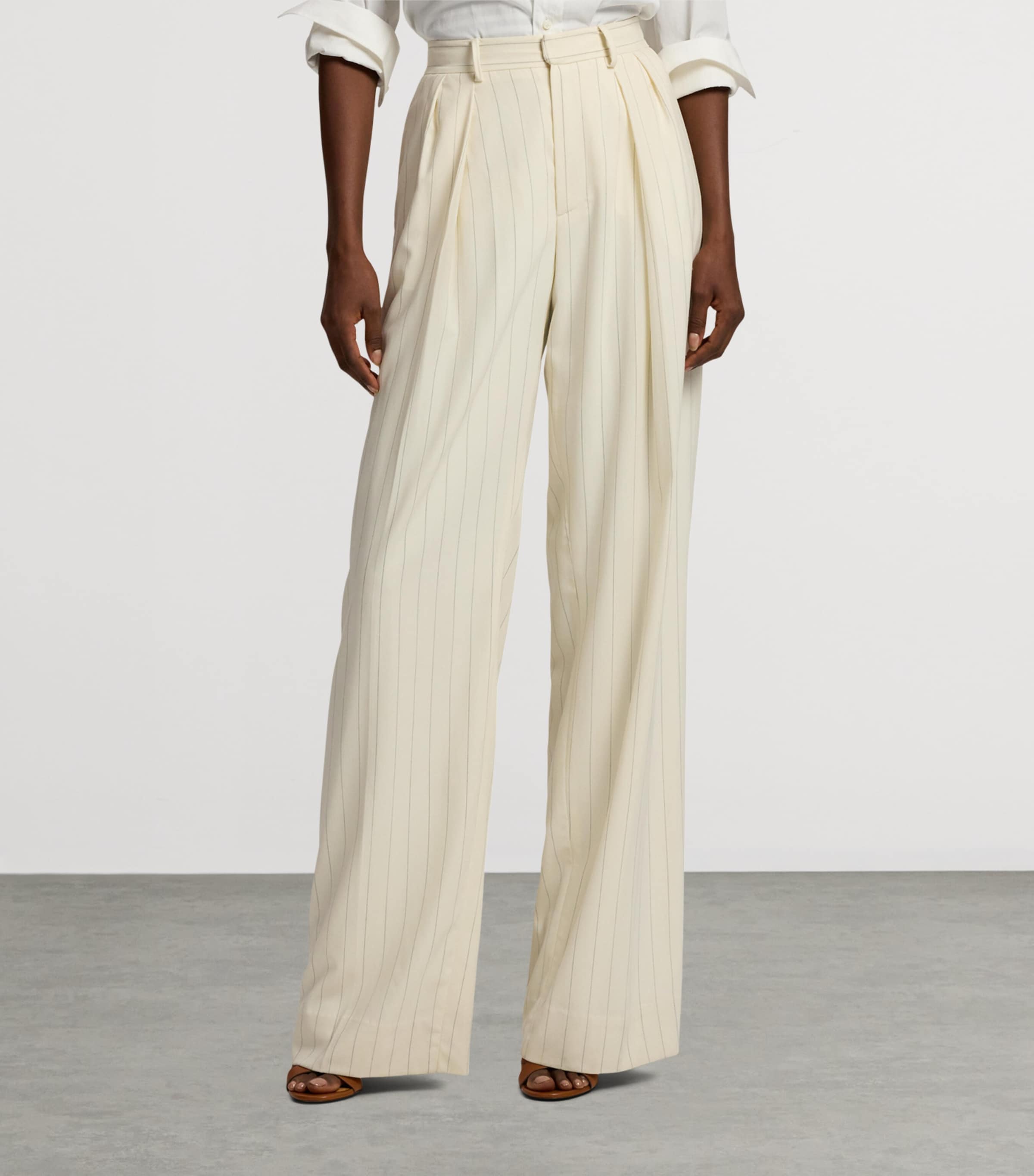 Wool Stripe Jody Trousers NATURAL-101 Image 7