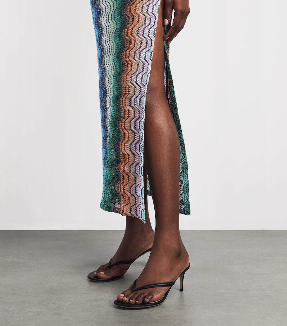 Missoni Womens Metallic Zigzag Strapless Maxi Dress Smsnq Mlti Blk/gr/or Image 3