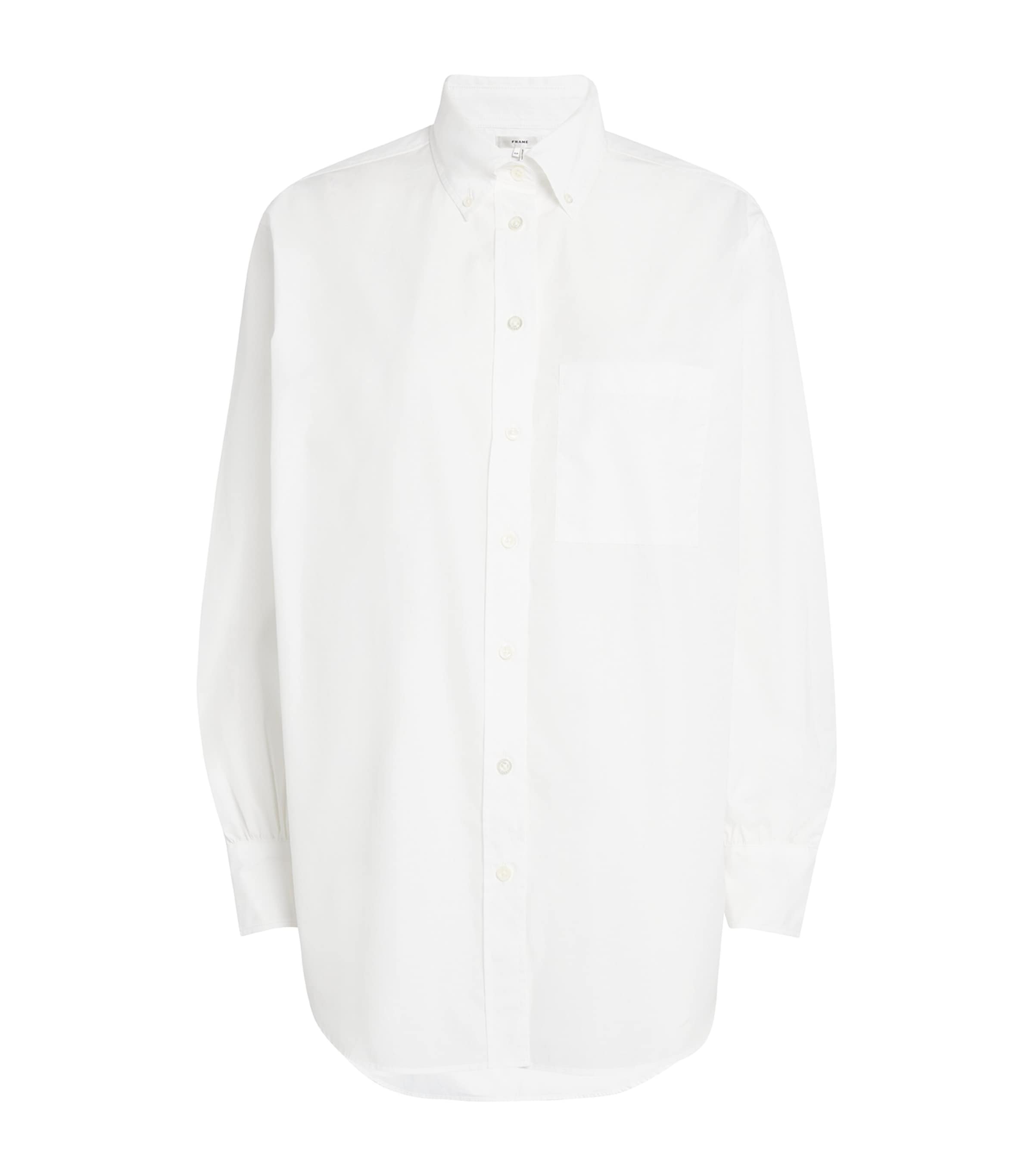 Frame The Oversize Cotton Button-up Shirt In White