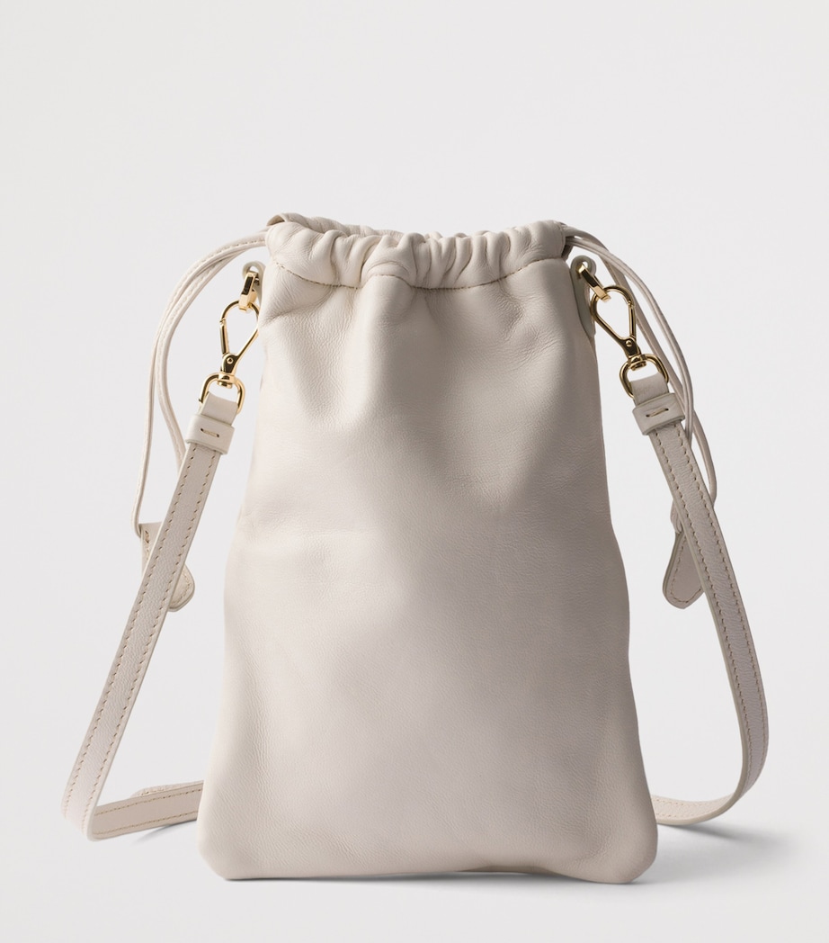 Prada Nappa Leather Drawstring Pouch Neutral Image 3