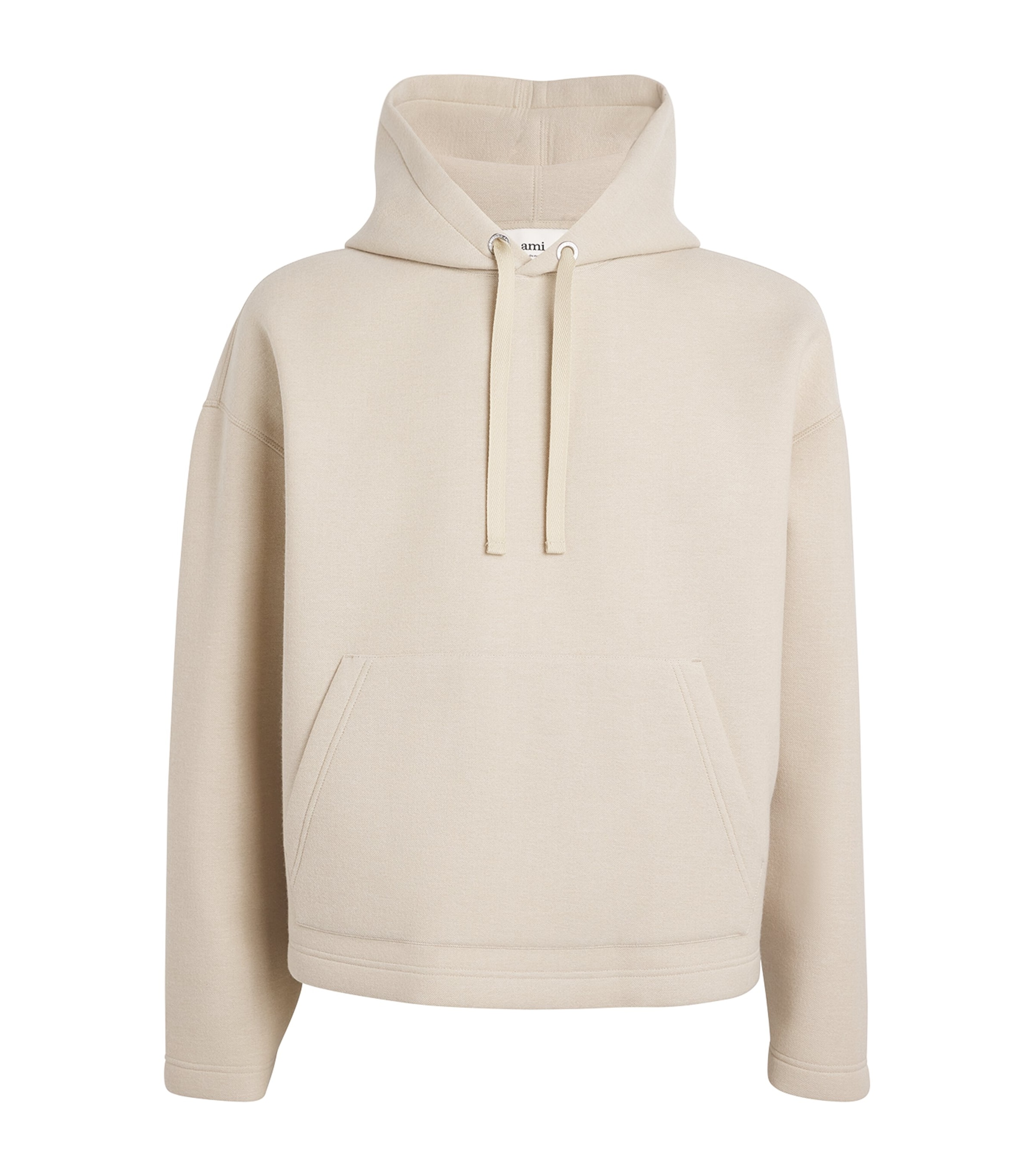 Shop Ami Alexandre Mattiussi Wool-blend Twill Hoodie In Beige