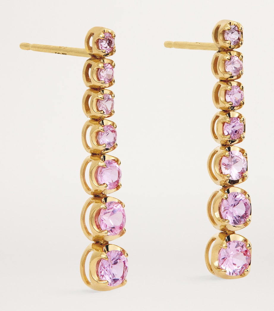 Yellow Gold and Pink Sapphire Tennis Stud Earrings YELLOW GOLD Image 3
