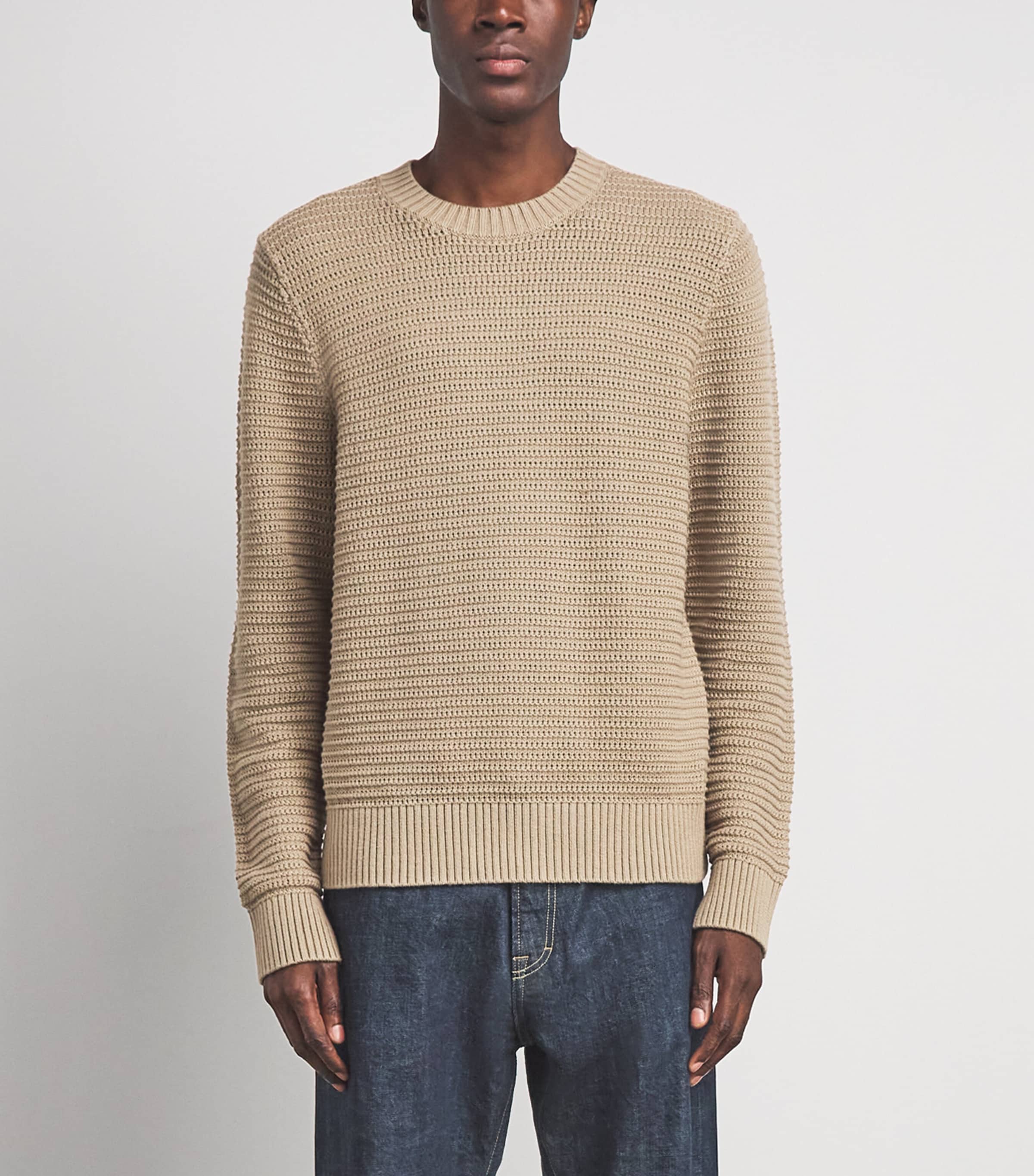 Vince Mens Cotton-Cashmere Waffle Knit Sweater Dk Pecan Image 4