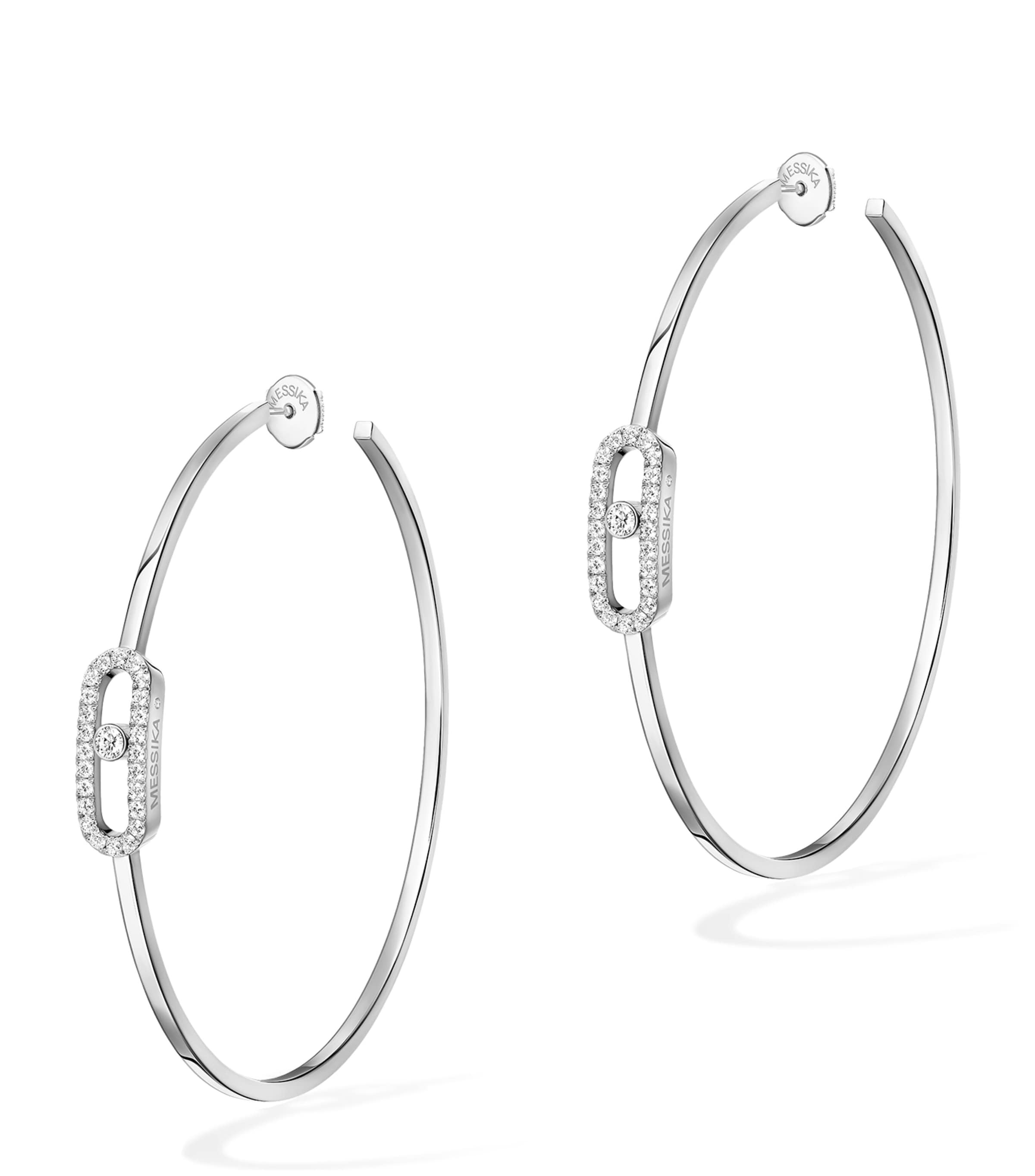 Messika Move Uno White Gold and Diamond Hoop Earrings White Gold Image 1