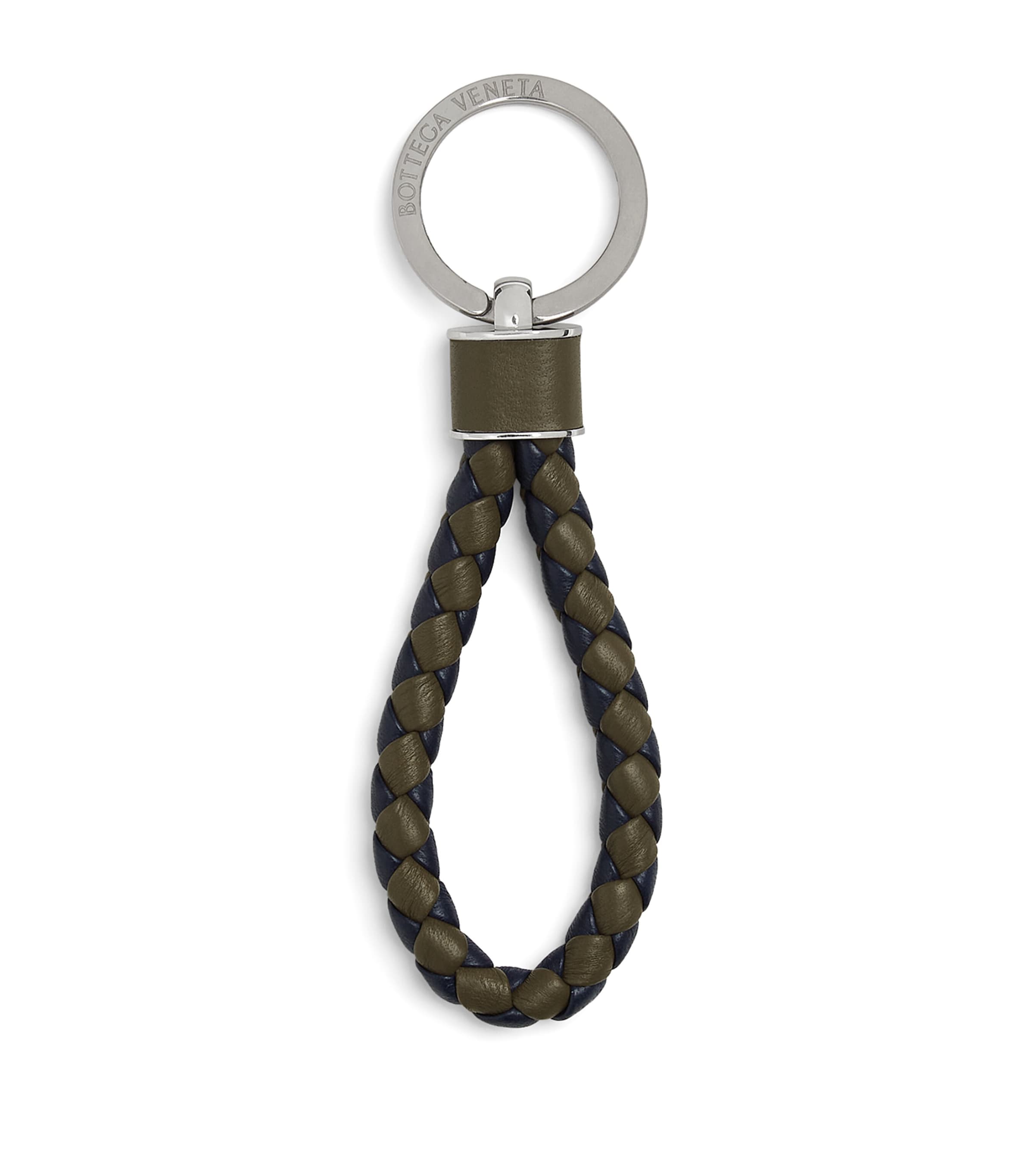 Bottega Veneta Green Leather Intreccio Key Ring | Harrods US