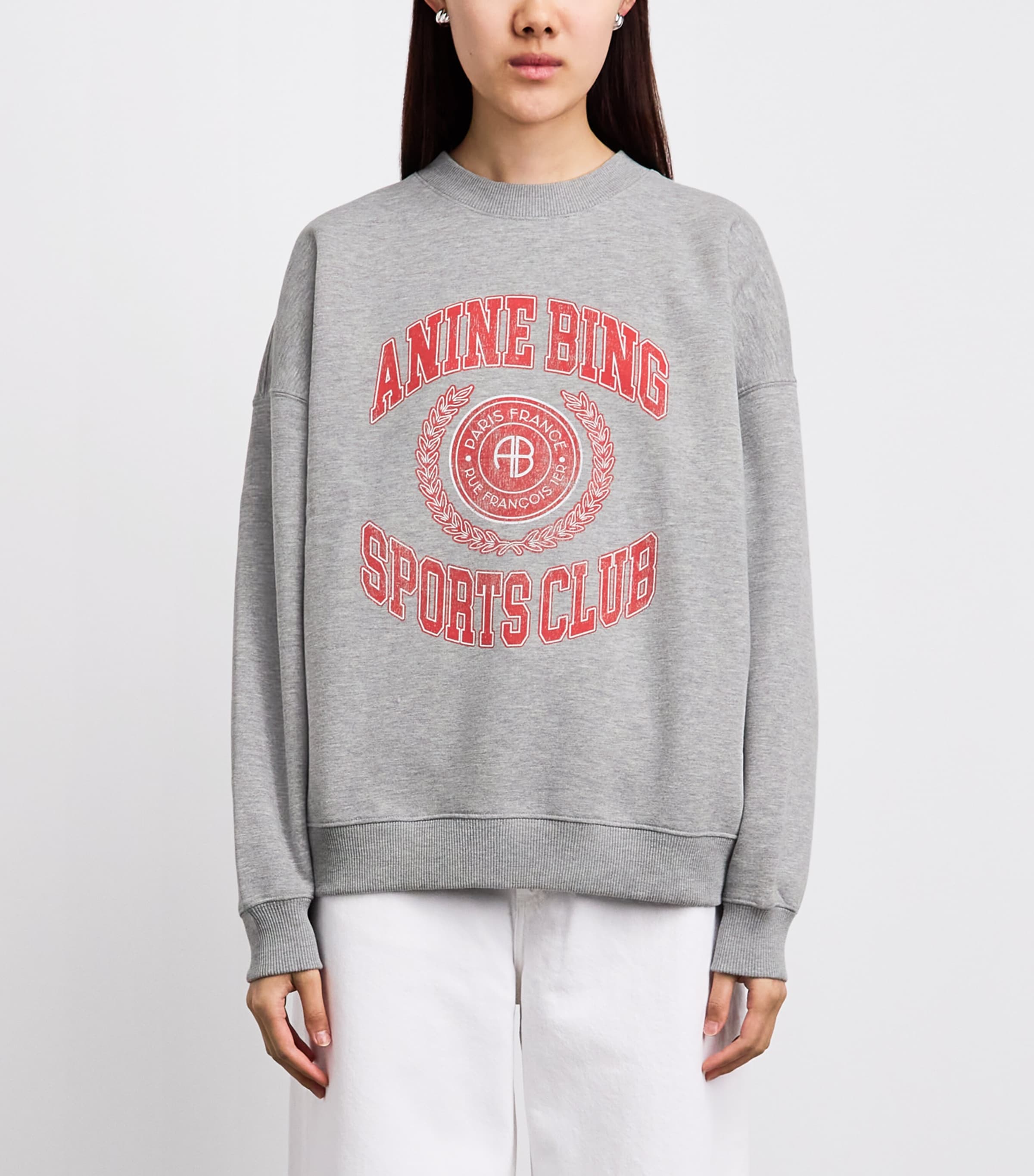 ANINE BING Womens Oversized Miles Collegiate Sweatshirt Grey Image 4