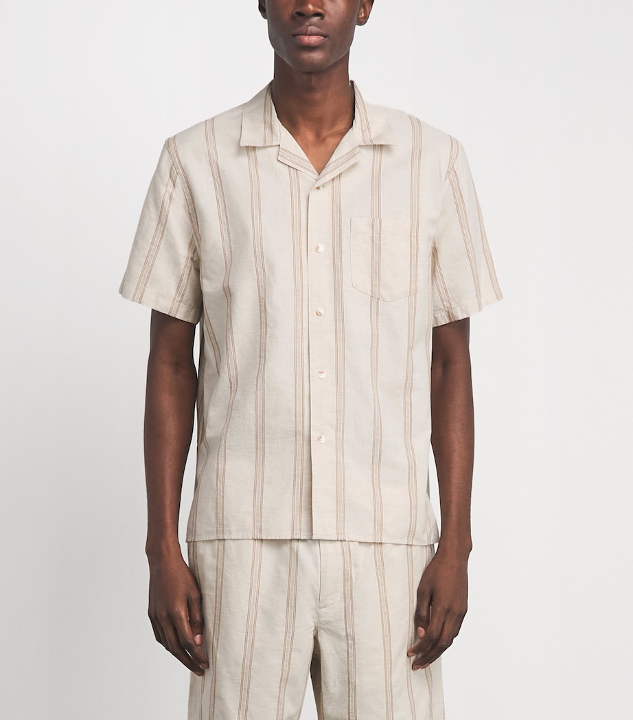 Vince Mens Cotton-Hemp Stripe Shirt Midland/smock White Image 4