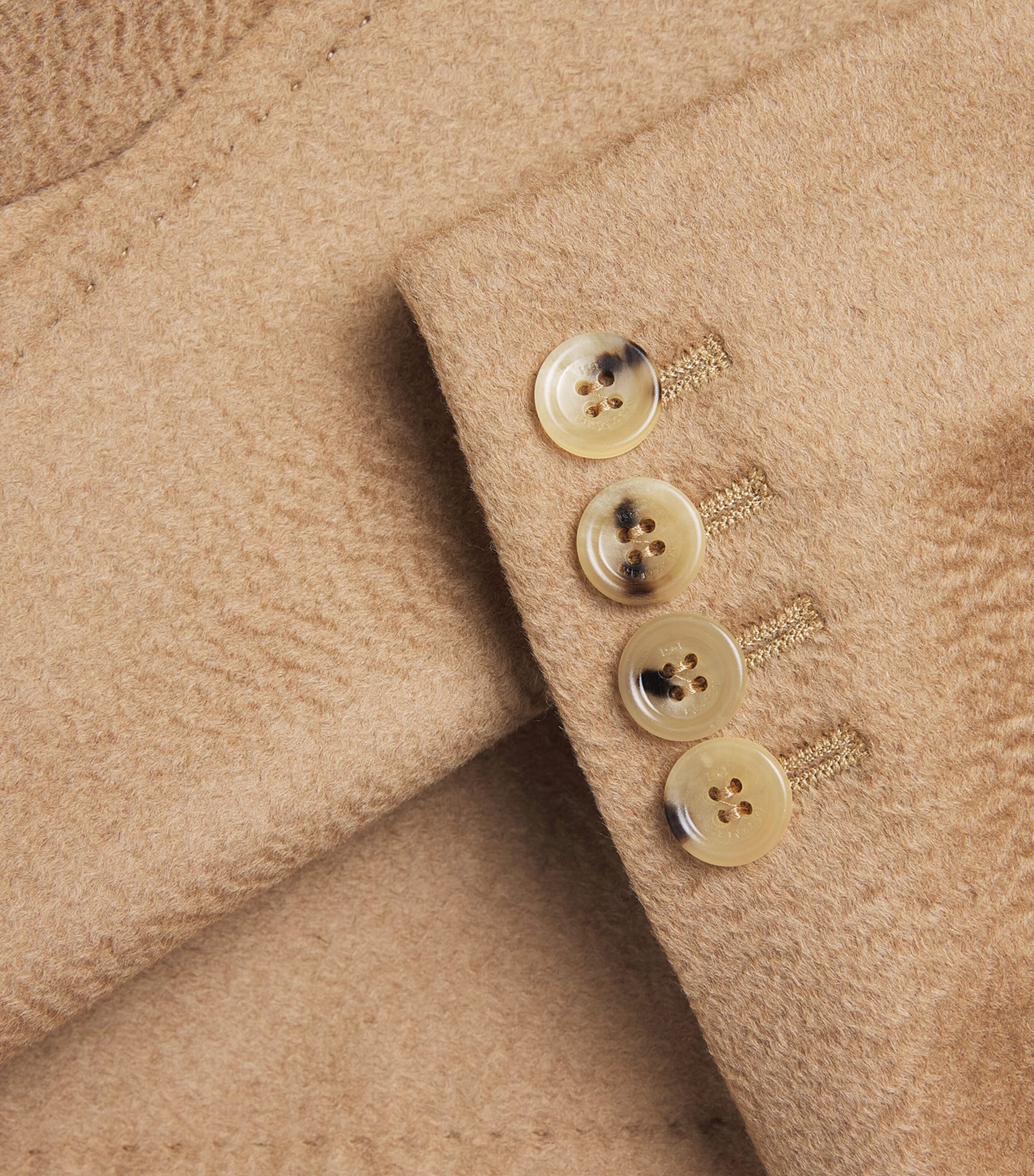 Camel Wool Peak Lapel Pea Coat CAMEL Image 5