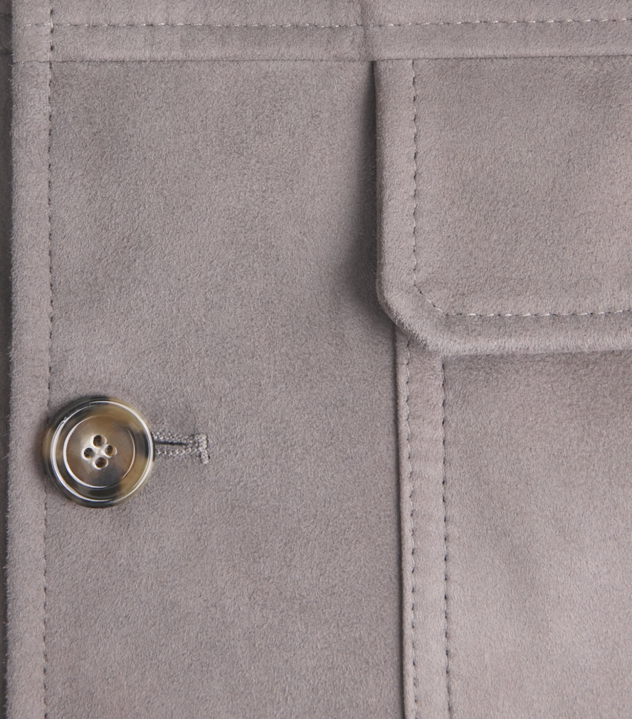 Lardini Mens Sheepskin Suede Jacket Grey Image 6