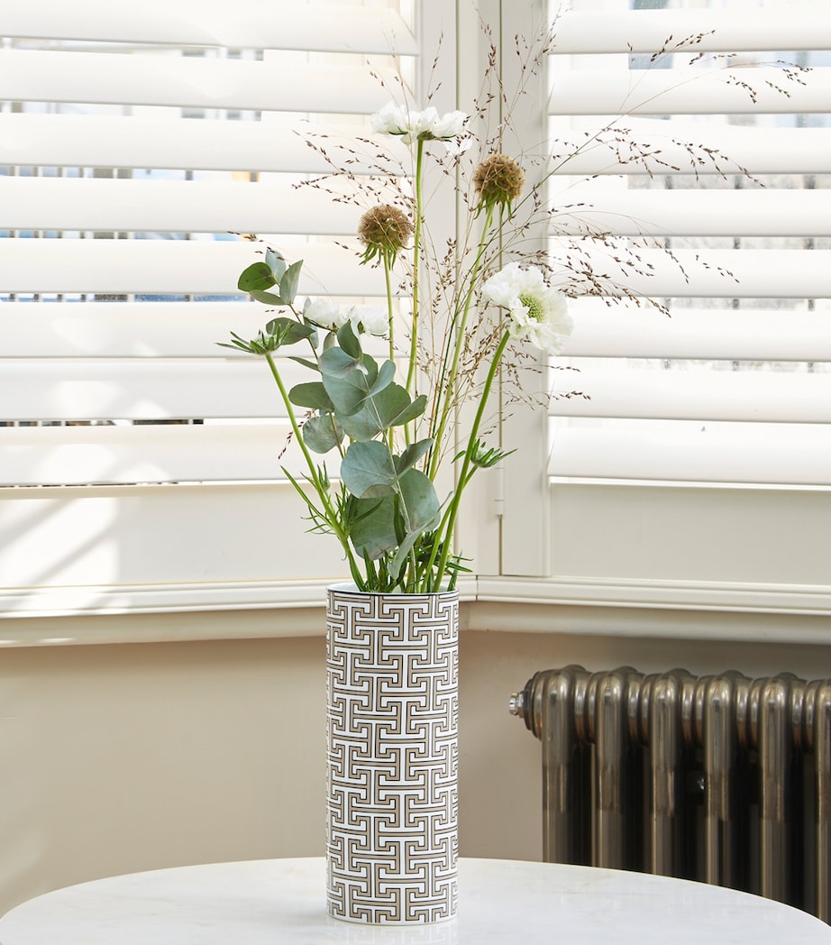 Tall Bone China Maze Vase (22.5cm) TRUFFLE/WHITE Image 2