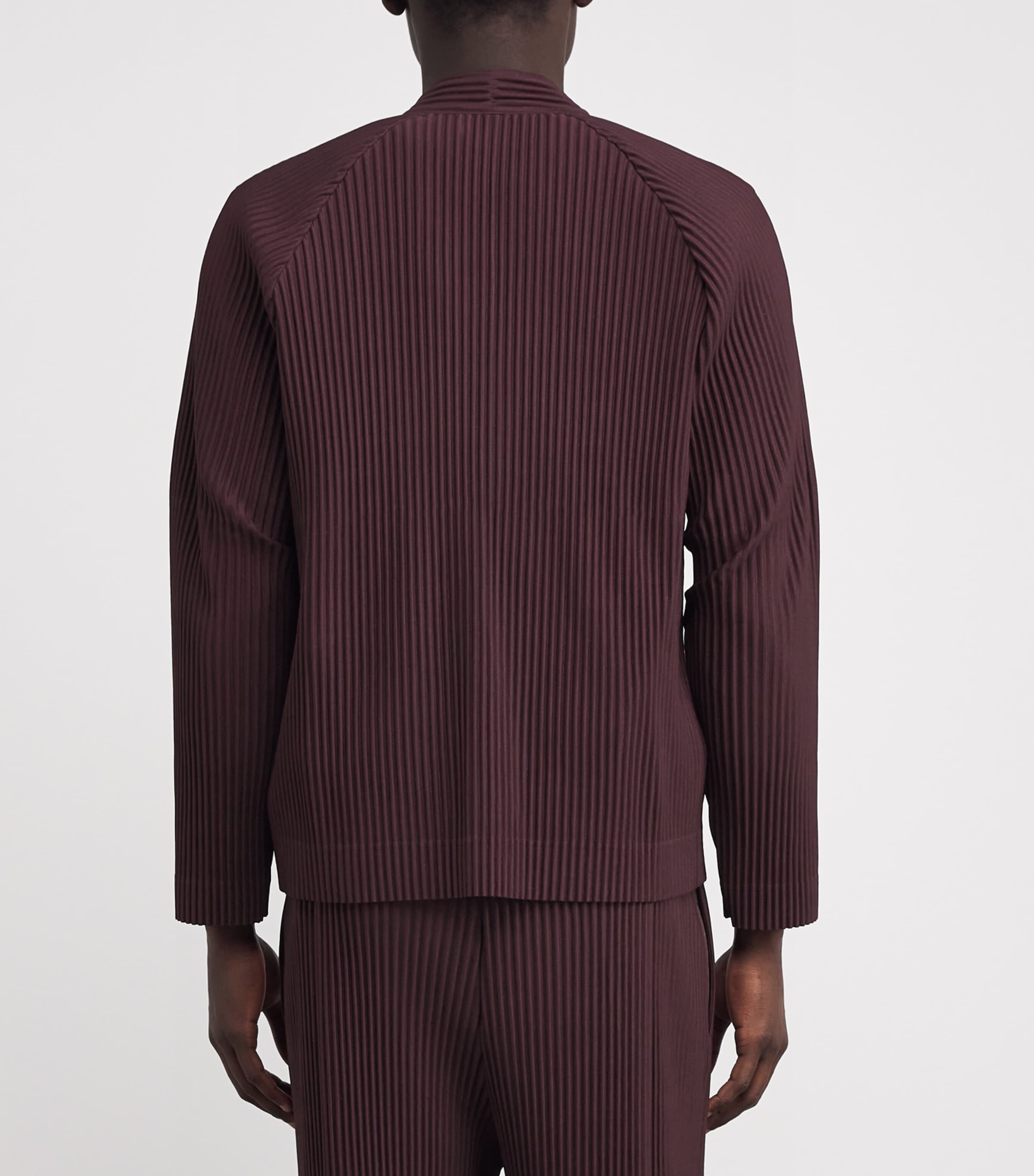 Homme Plissé Issey Miyake Purple Pleated Quarry Bomber Jacket