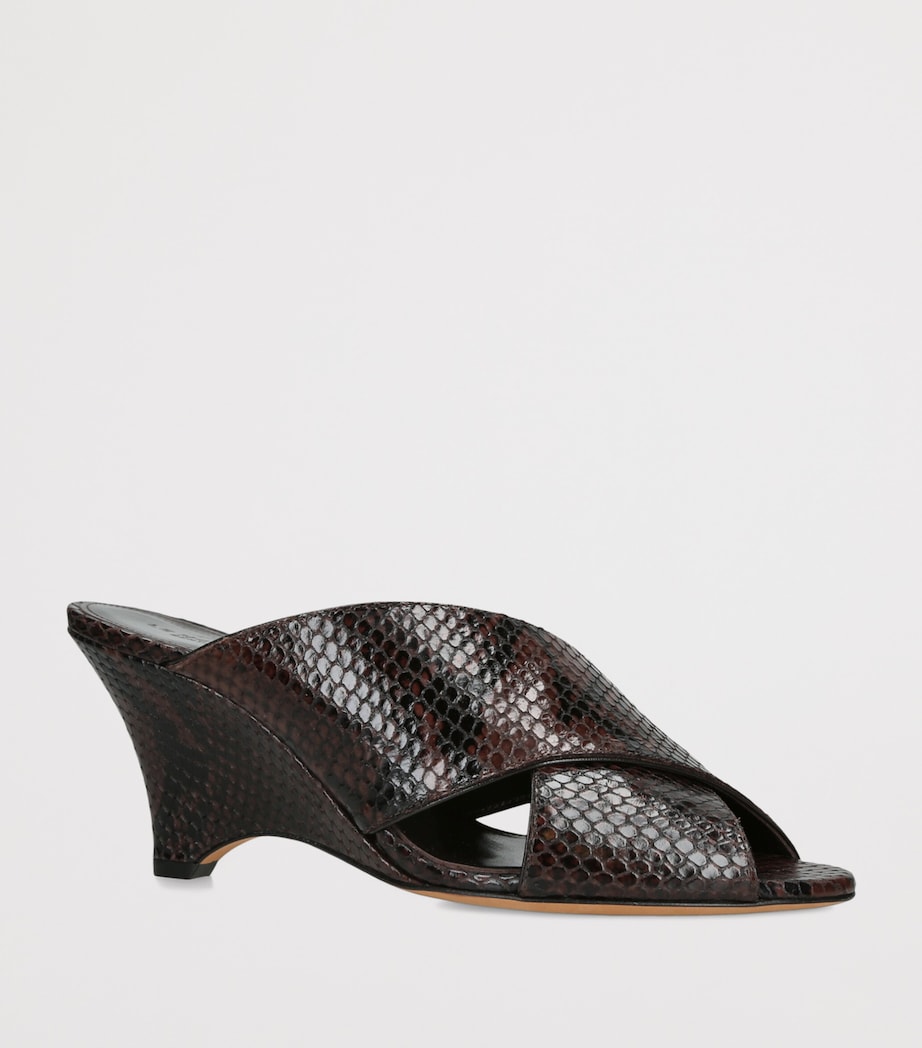 Le Monde Beryl Leather Sneak-Effect Luca Mules 70 Dark Brown Image 3