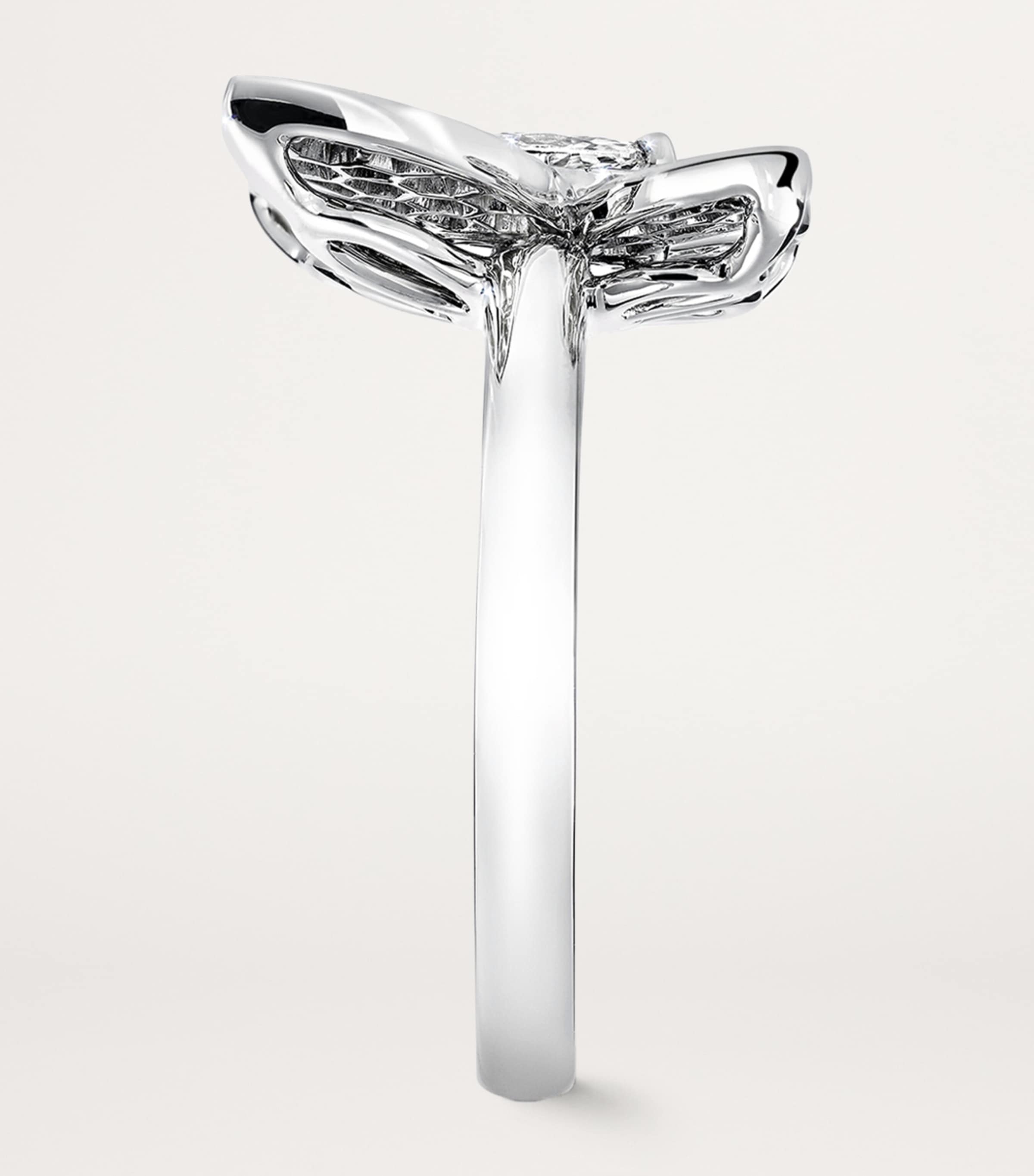 Mini White Gold and Diamond Butterfly Ring WHITE GOLD Image 5