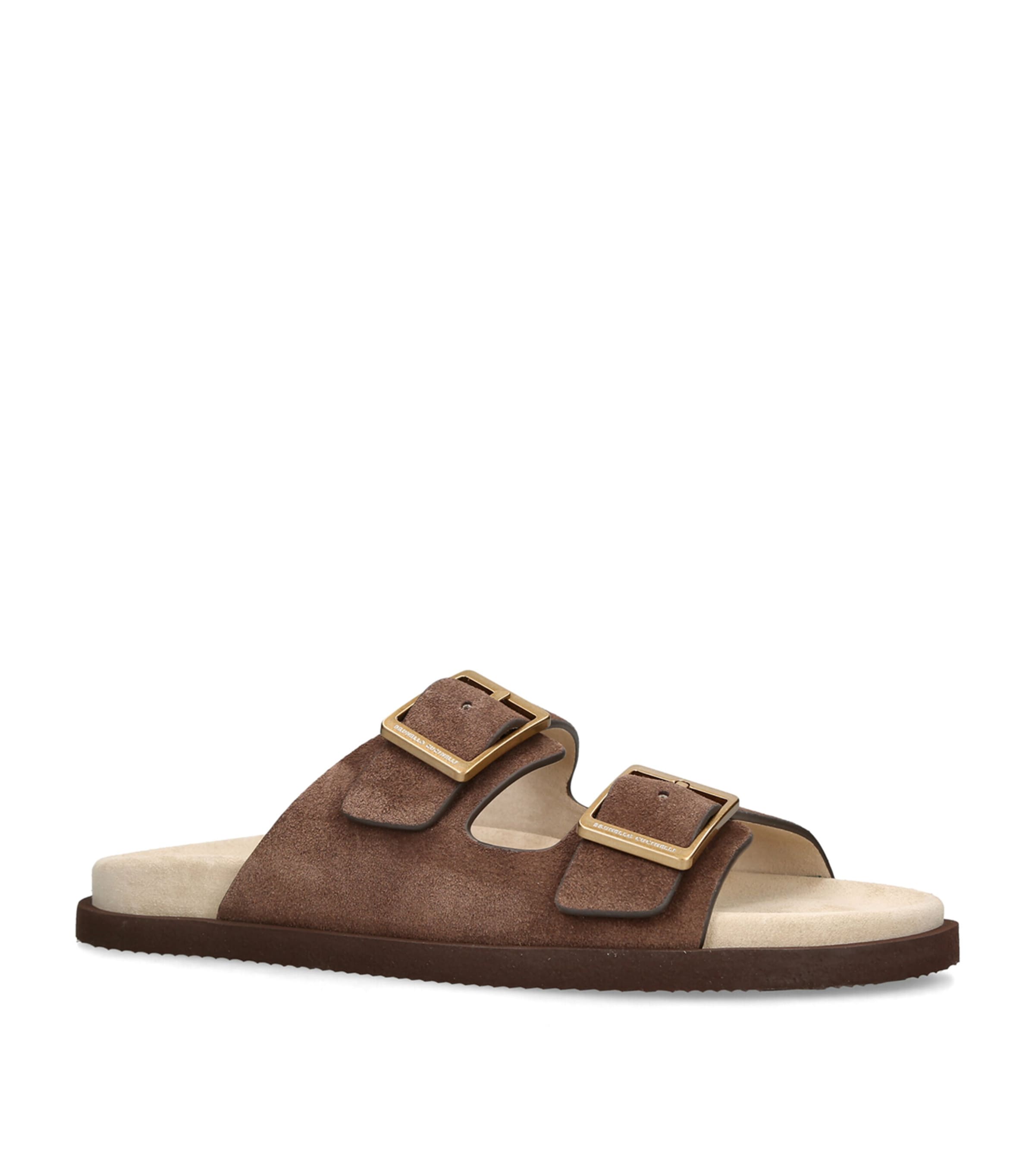Brunello Cucinelli Suede Buckle-Detail Sandals Dark Brown Image 3