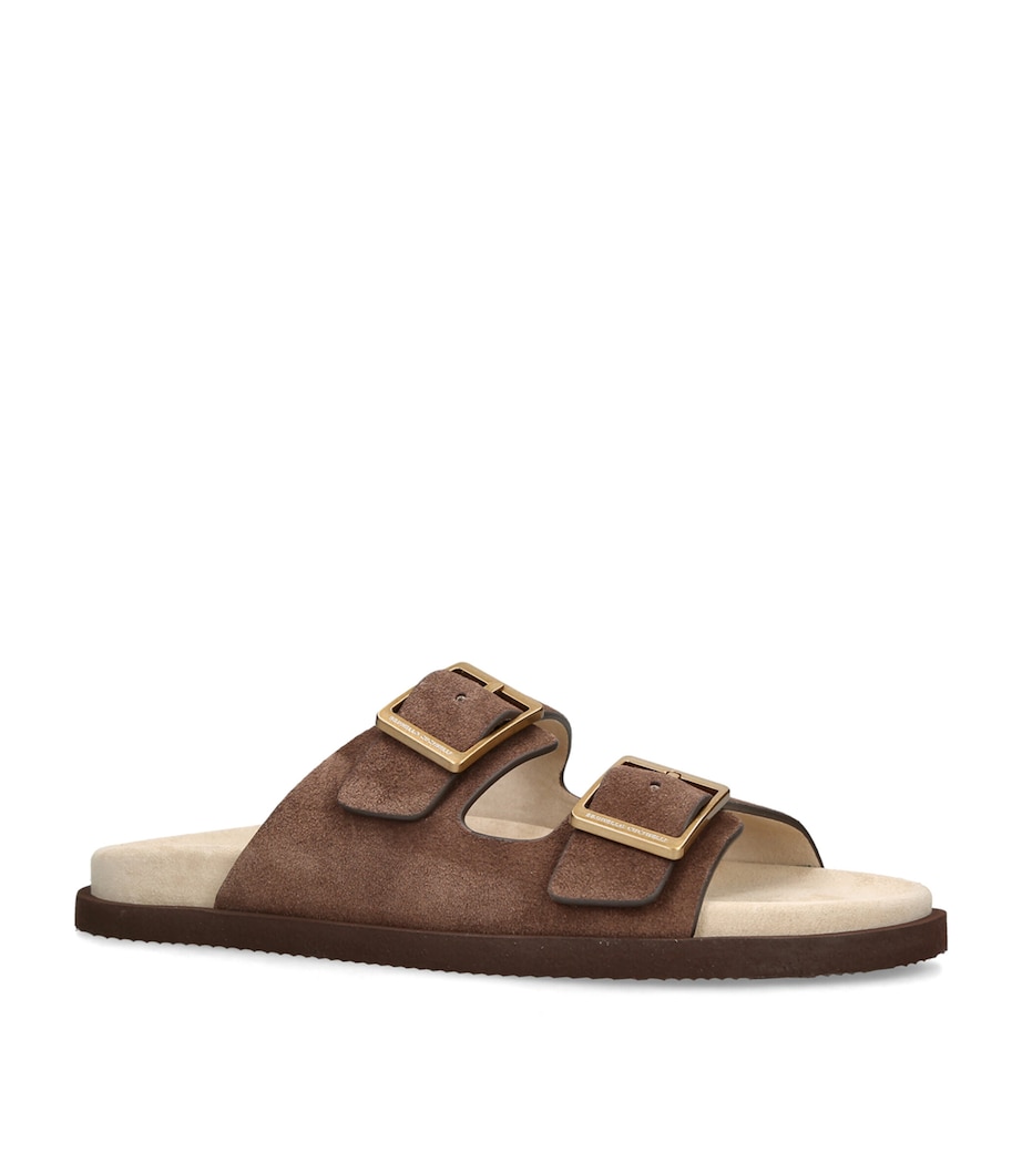 Brunello Cucinelli Suede Buckle-Detail Sandals Dark Brown Image 3